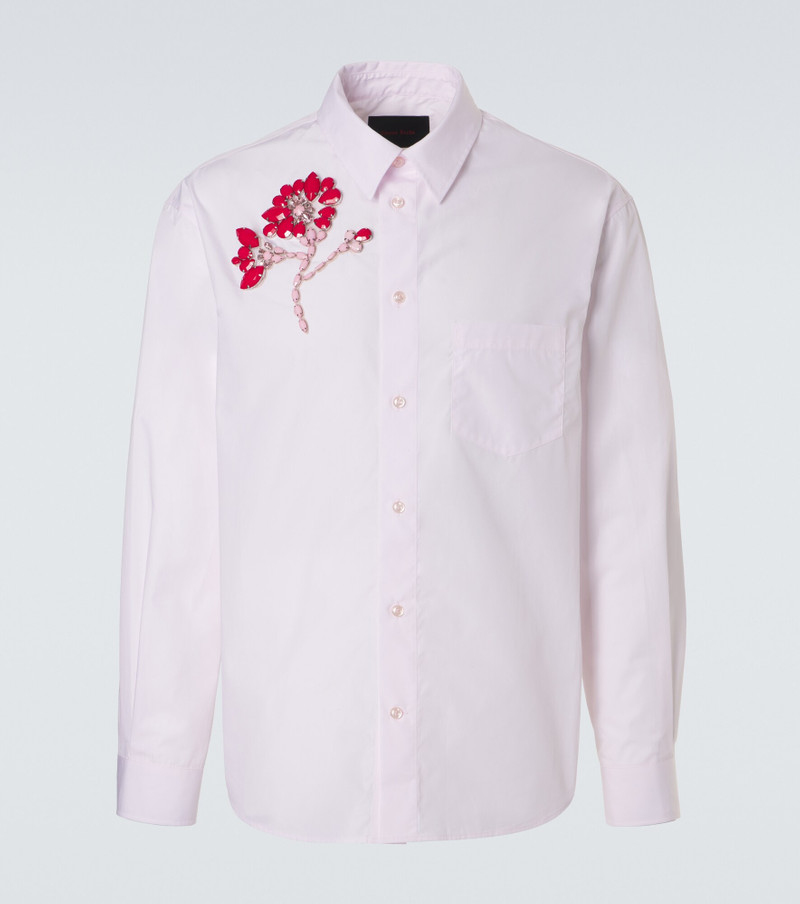 Floral-appliqué cotton poplin shirt 1