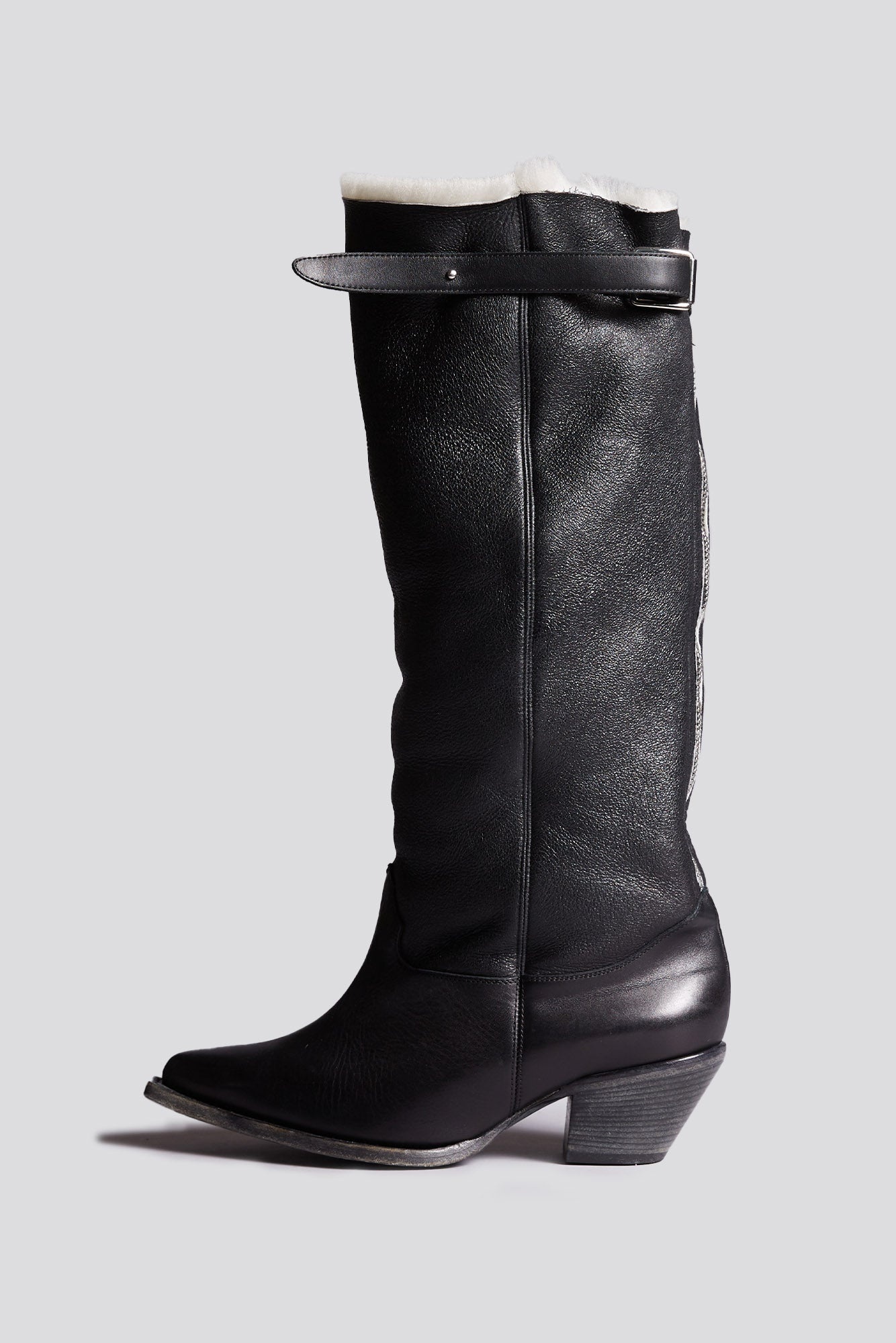 SLOUCH COWBOY BOOT - BLACK SHERPA -R13 - 6