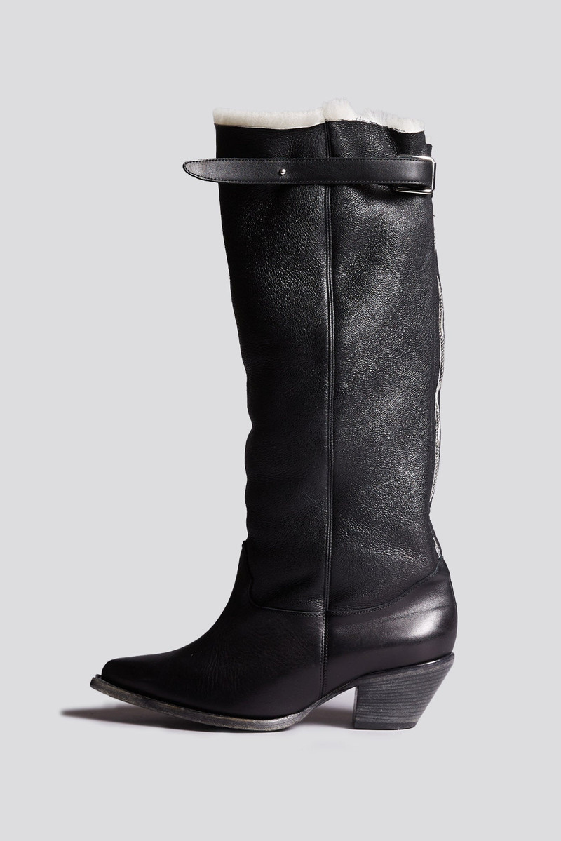 SLOUCH COWBOY BOOT - BLACK SHERPA -R13 6