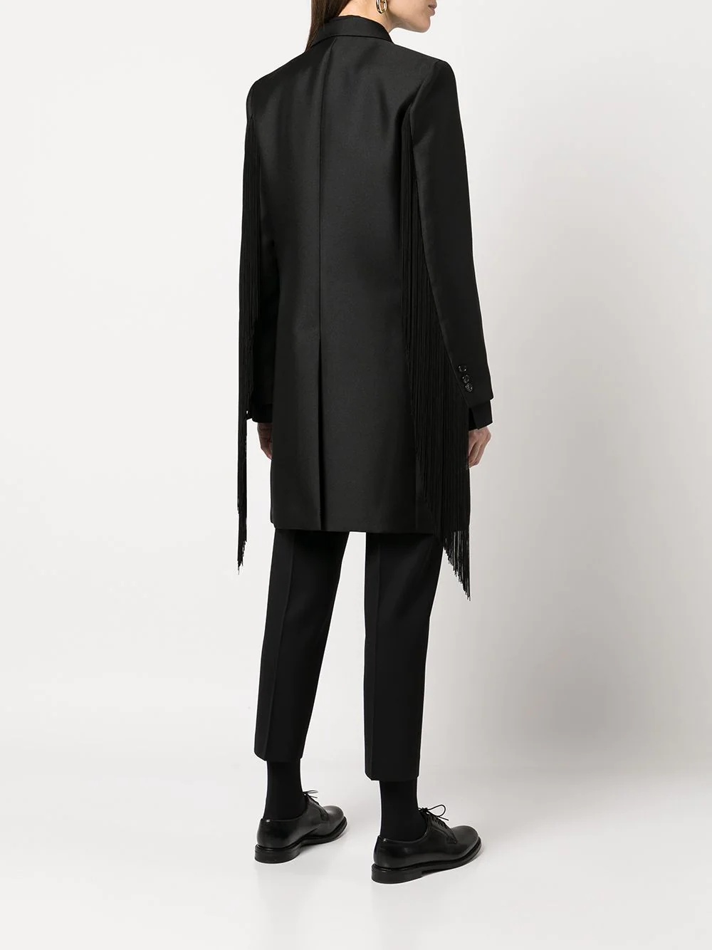 fringe-sleeve single-breasted coat - 5