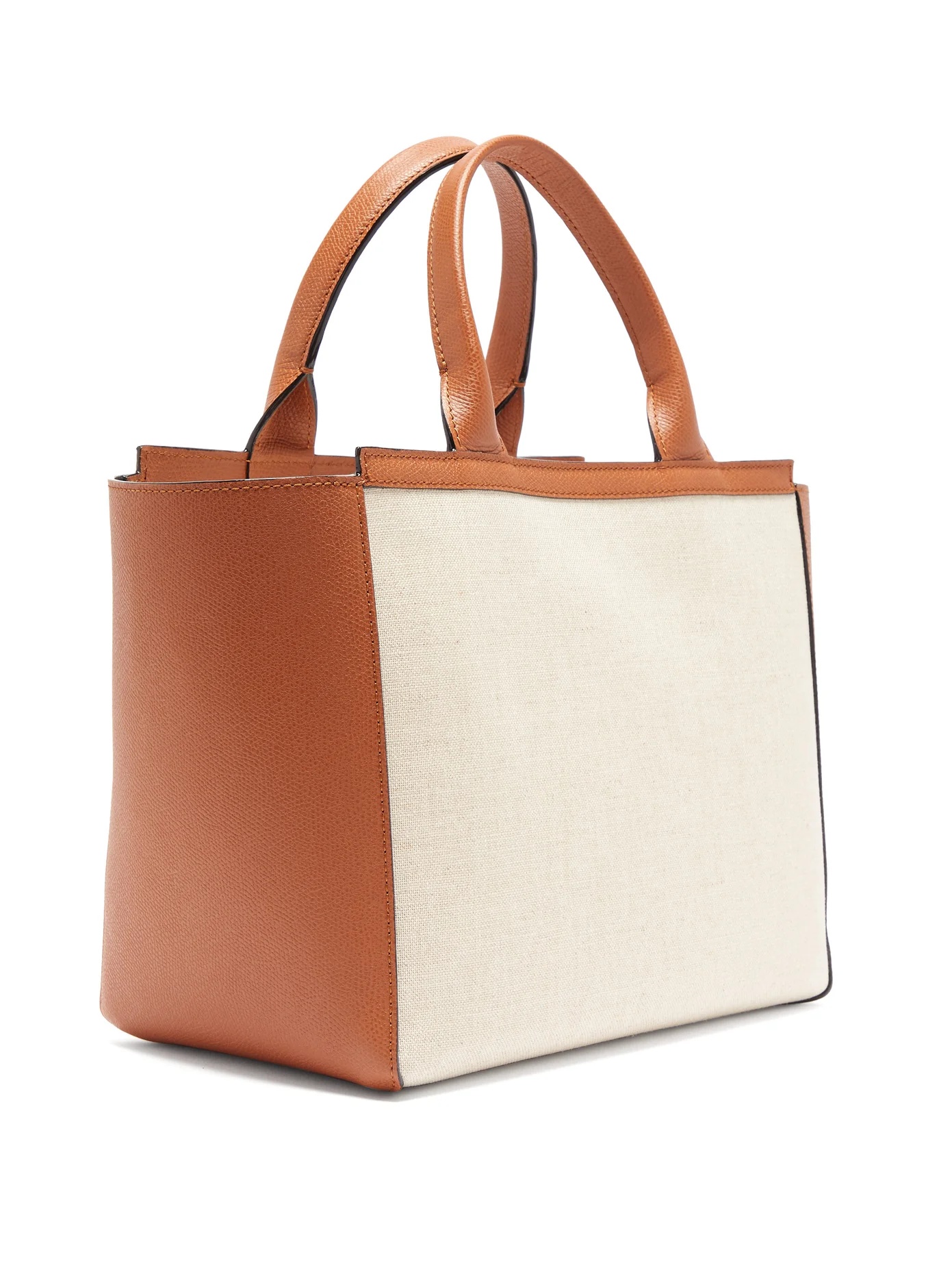 Shopping mini canvas and leather tote bag - 4