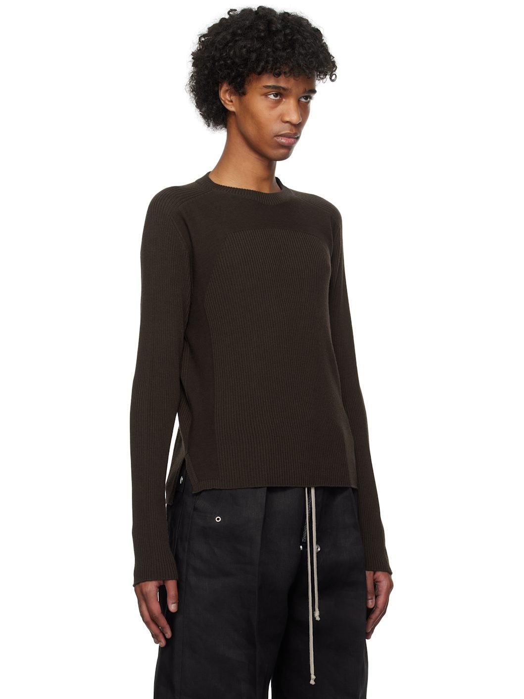 Brown Hollywood Ribbed Geo Sweater - 2