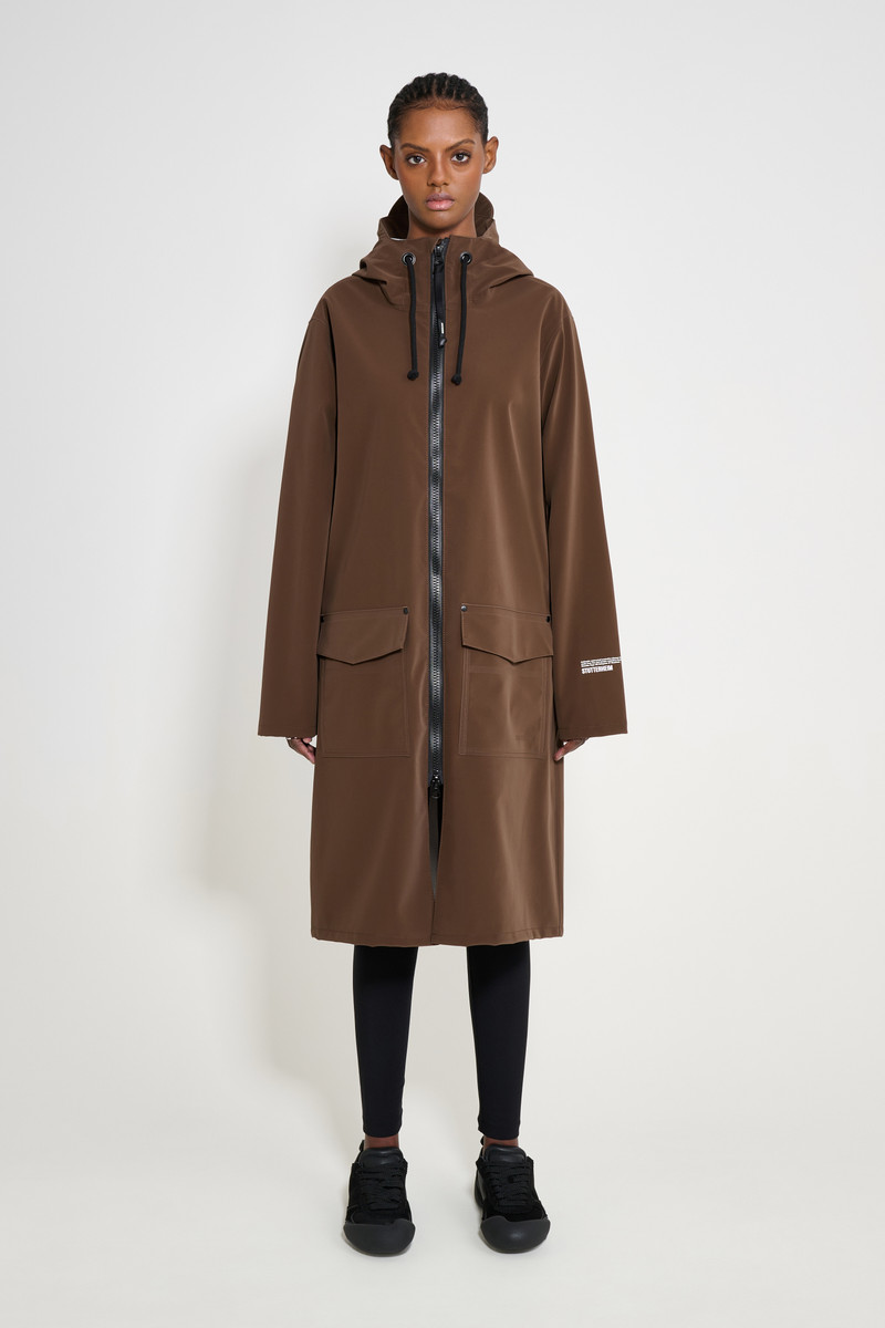 Stockholm Long Patch Raincoat Dark Brown 4