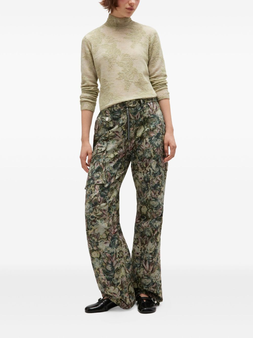 flower jacquard mockneck sweater - 2