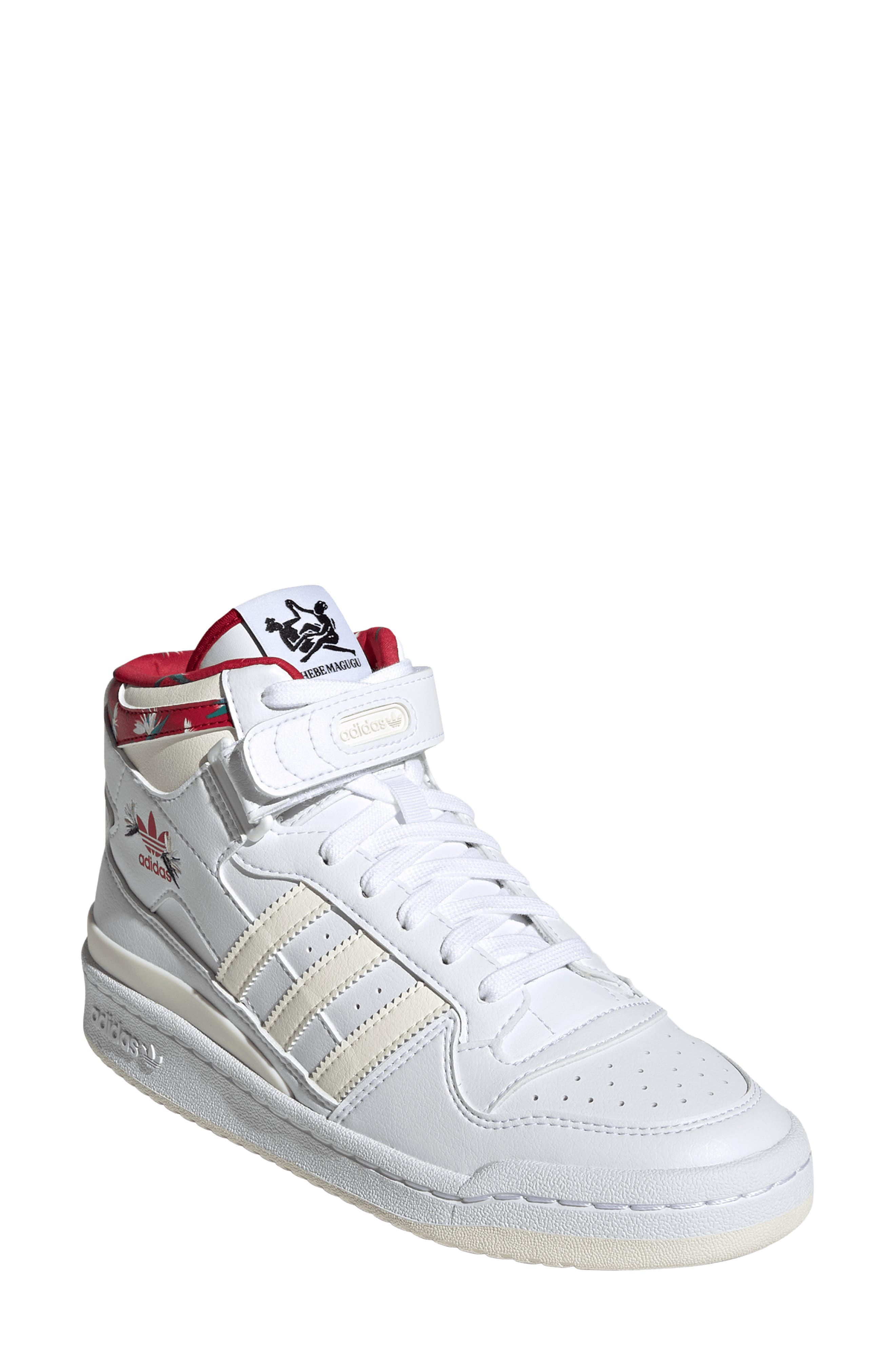 adidas x Thebe Magugu Forum Mid Basketball Shoe in White/Off White/Power Red at Nordstrom - 1
