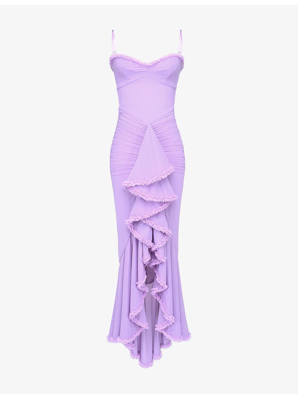 Gabbi Ruffle-Front Slim-Fit Stretch-Mesh Maxi Dress - 1