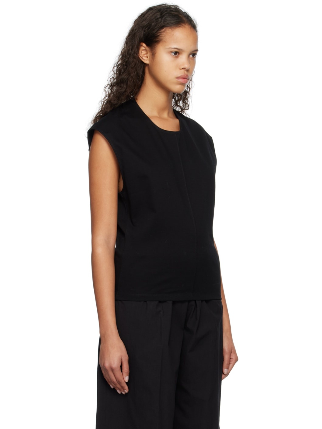 Black Scoop Neck Tank Top - 2