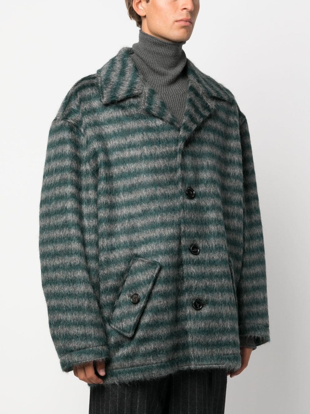 single-breasted striped coat - 3