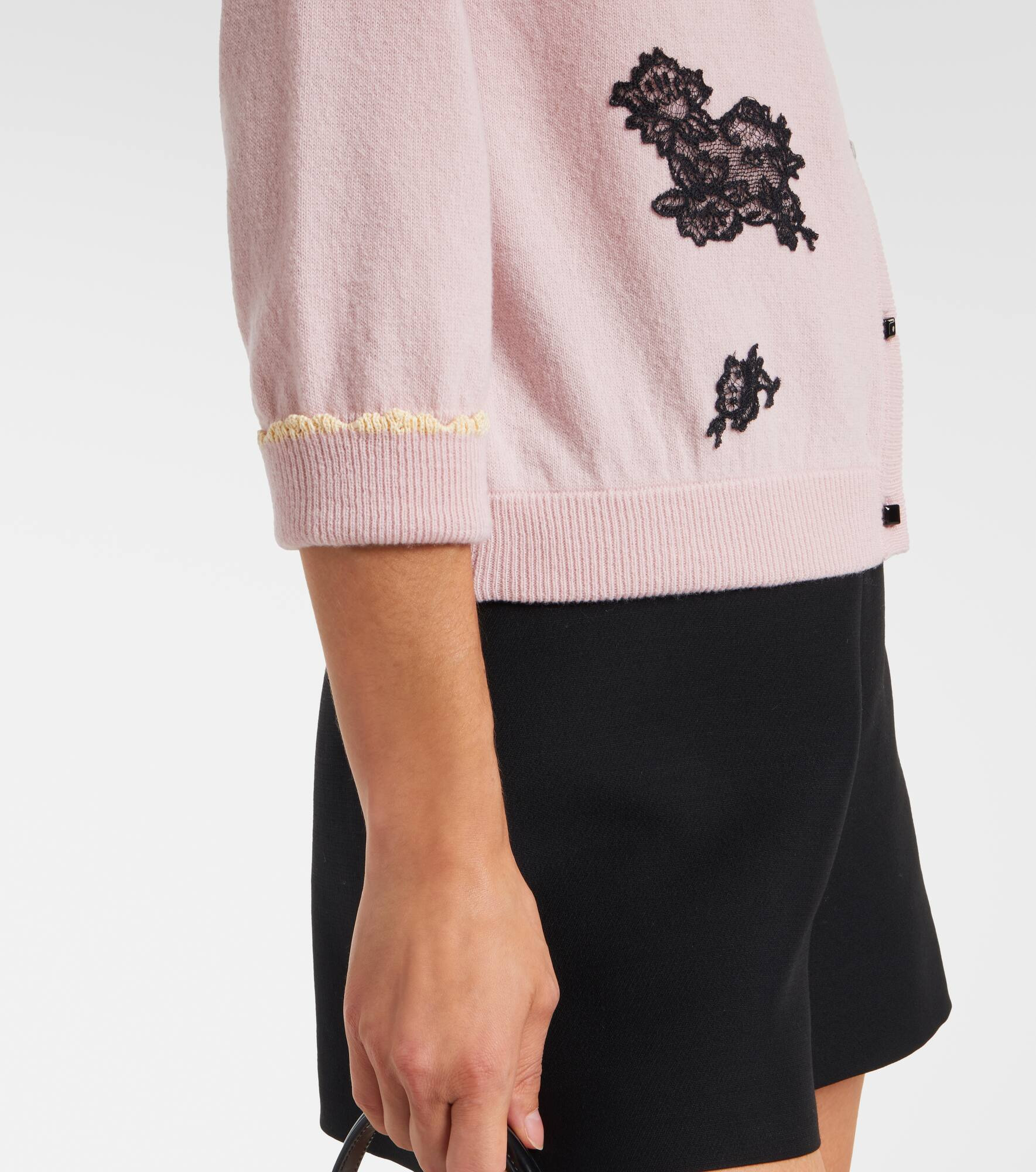 Shearling-trimmed virgin wool cardigan - 5