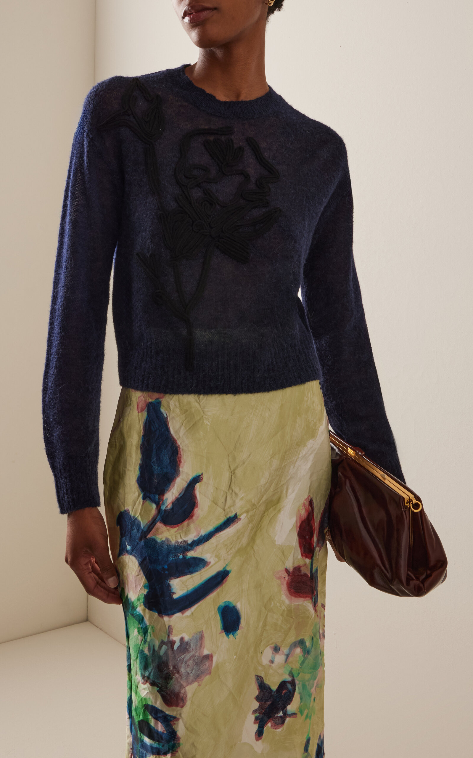 Knit Embroidered Sweater navy - 3