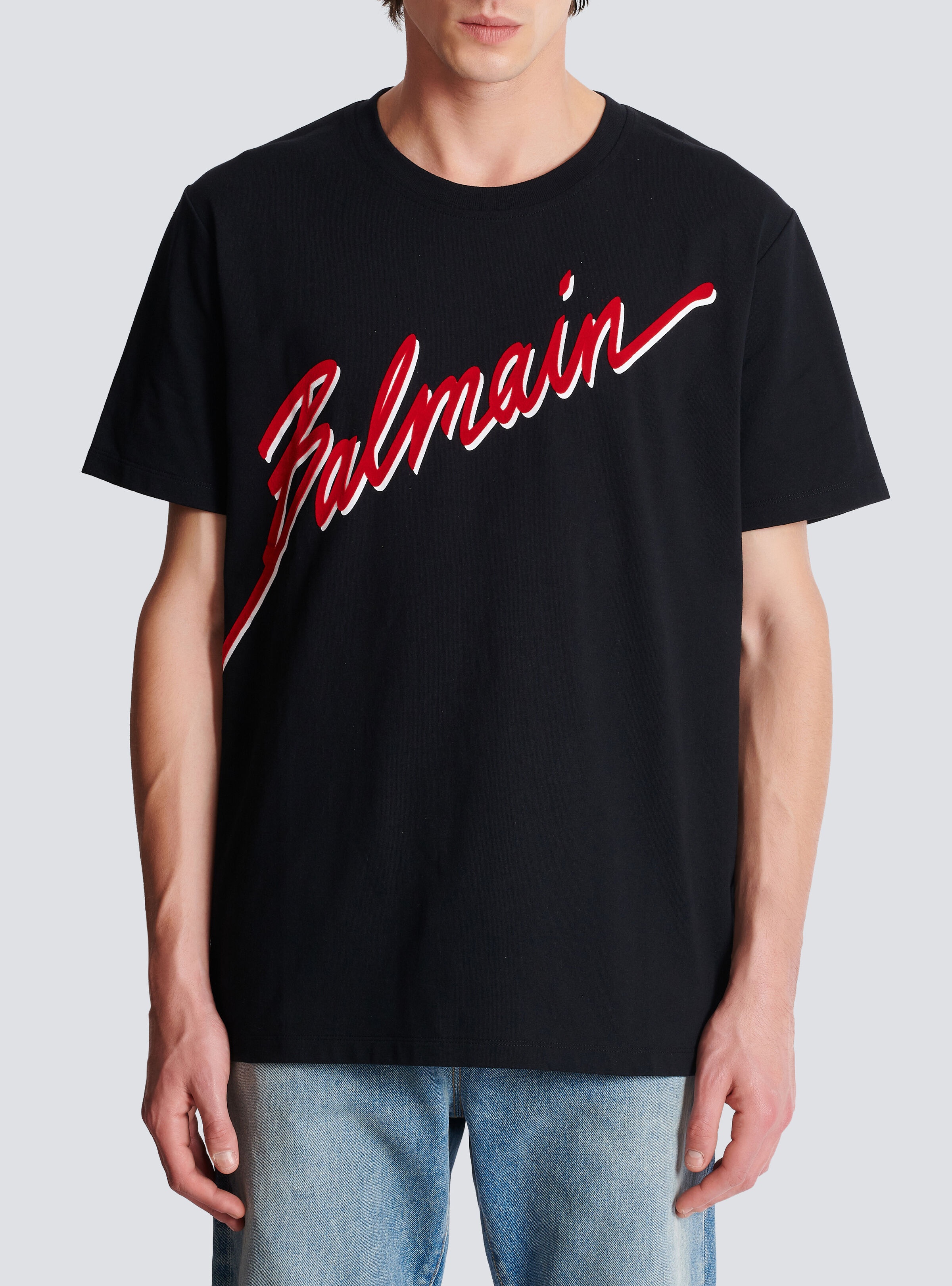T-shirt with flocked Balmain Letter logo - 5