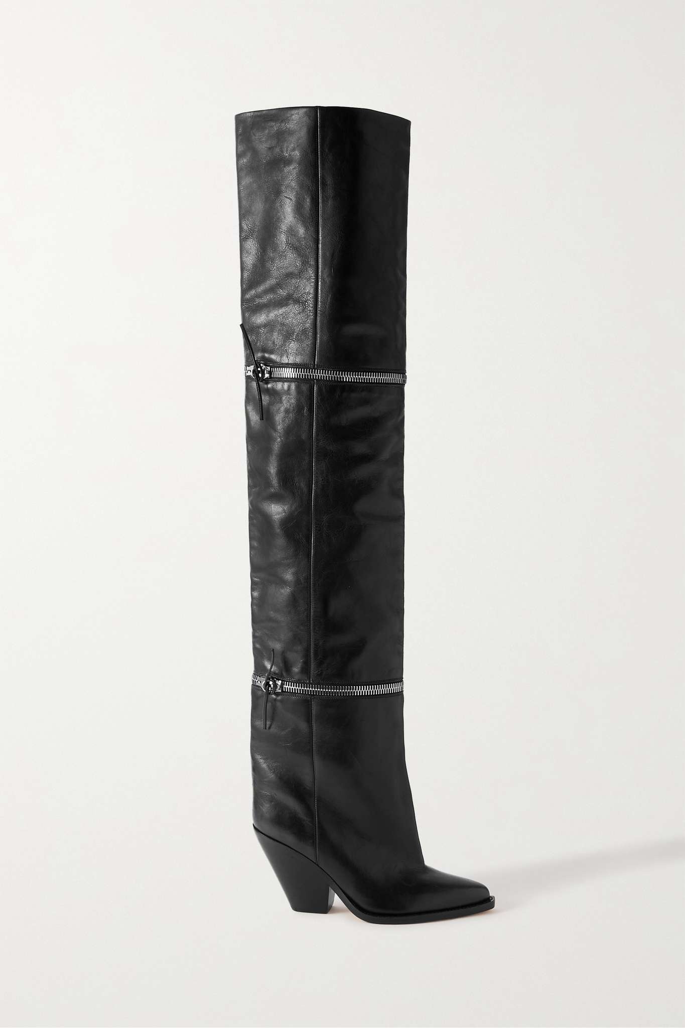 Lelodie zip-embellished leather over-the-knee boots - 1