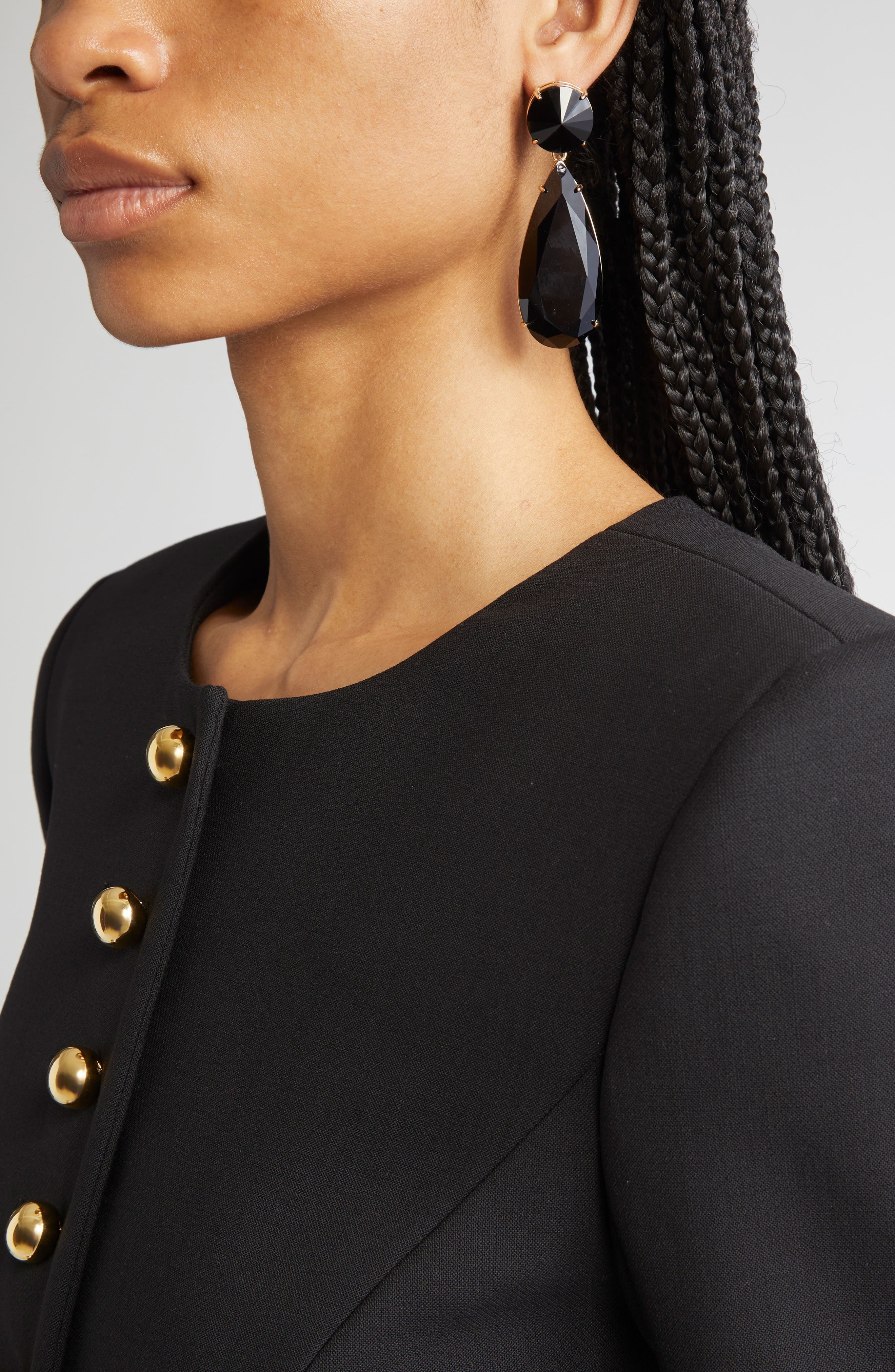 Carolina Herrera Large Teardrop Crystal Earrings in Jet Black at Nordstrom - 2