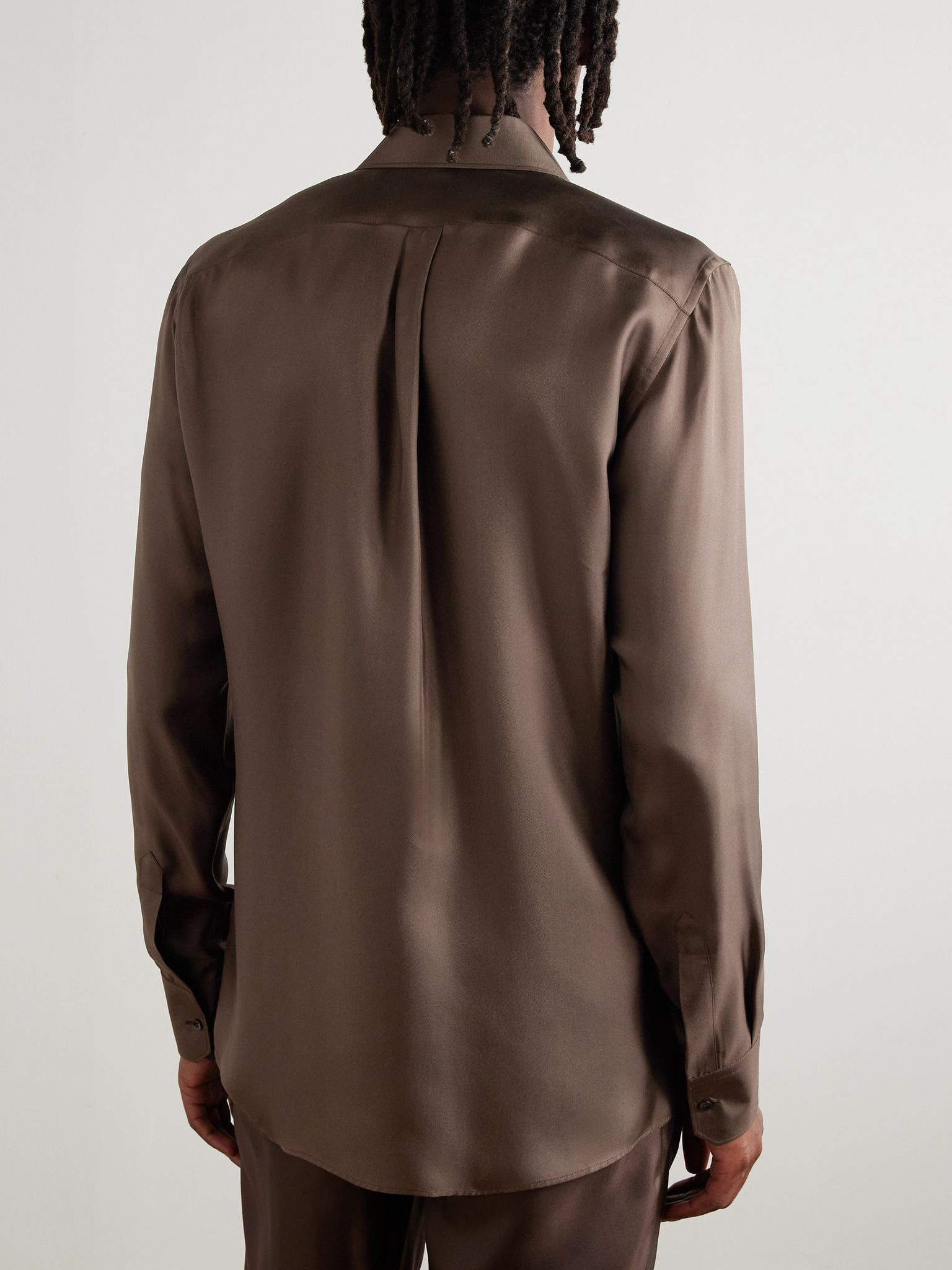 Martini Silk-Twill Shirt Brown - 4