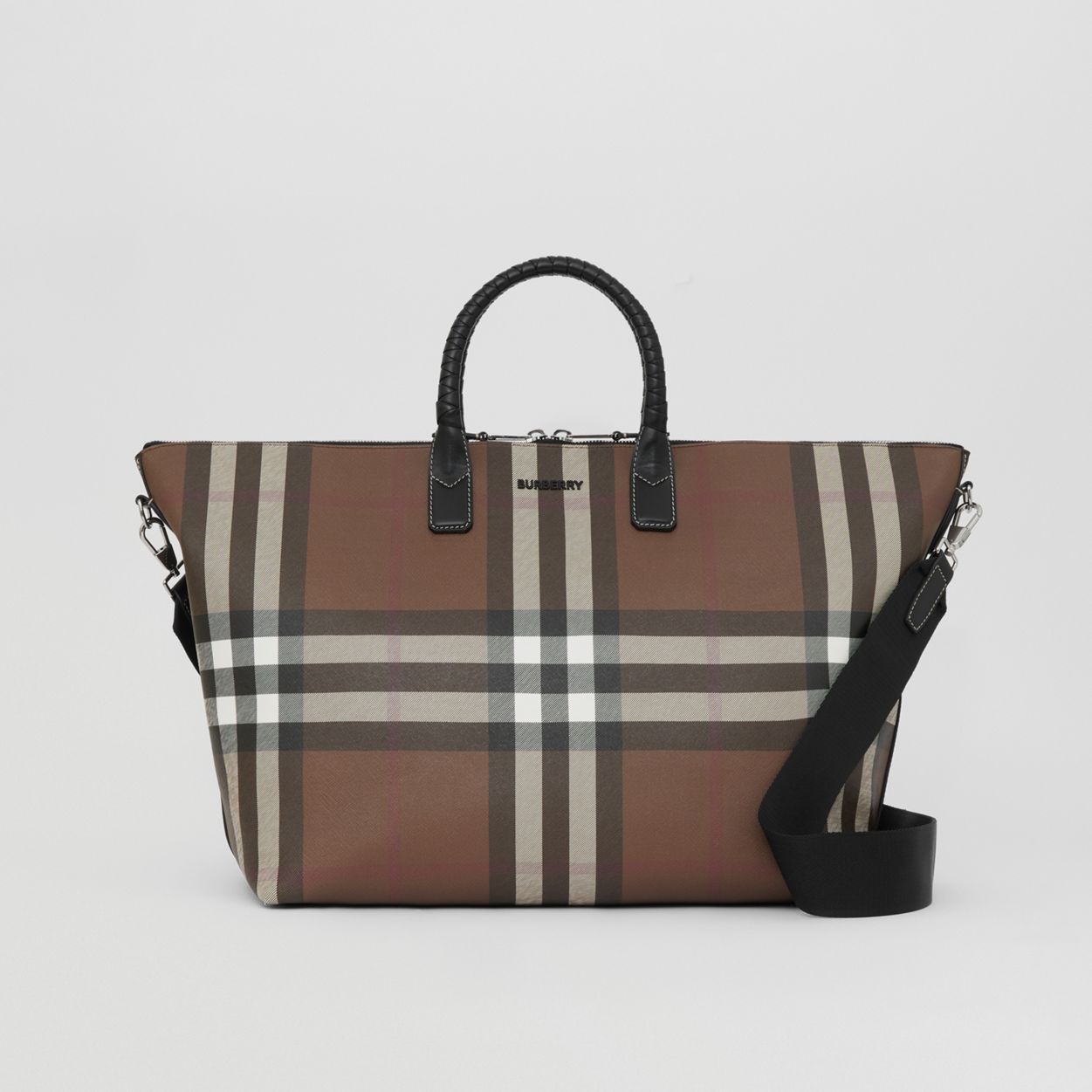 Check and Leather Holdall - 1