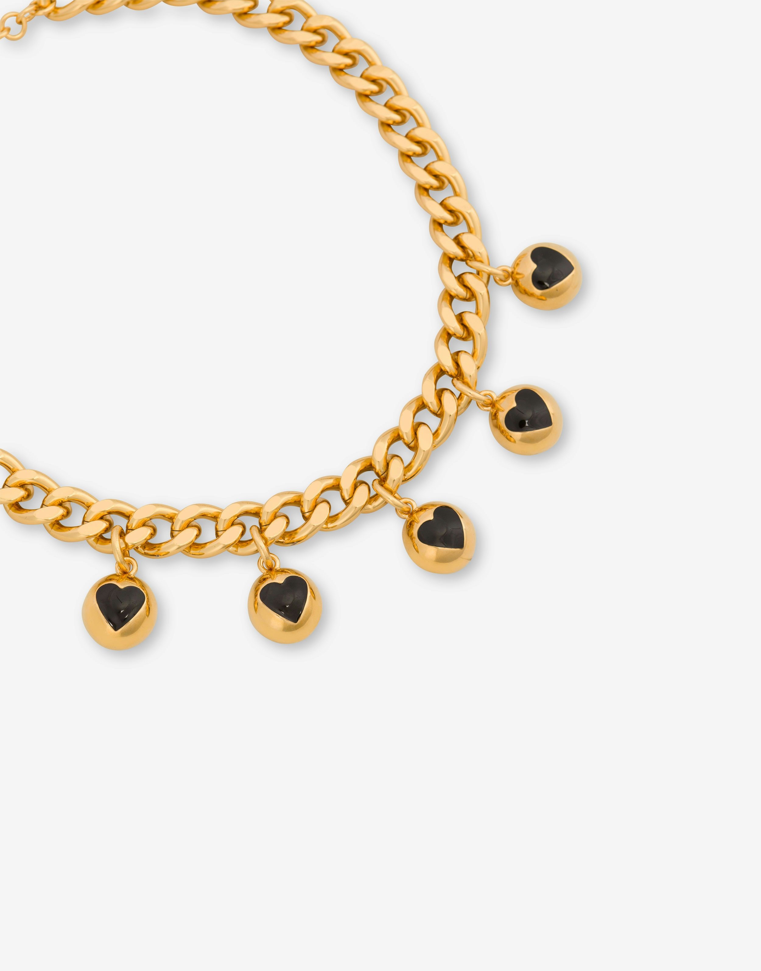 GOLD HEART BUTTONS NECKLACE WITH CHARM - 2