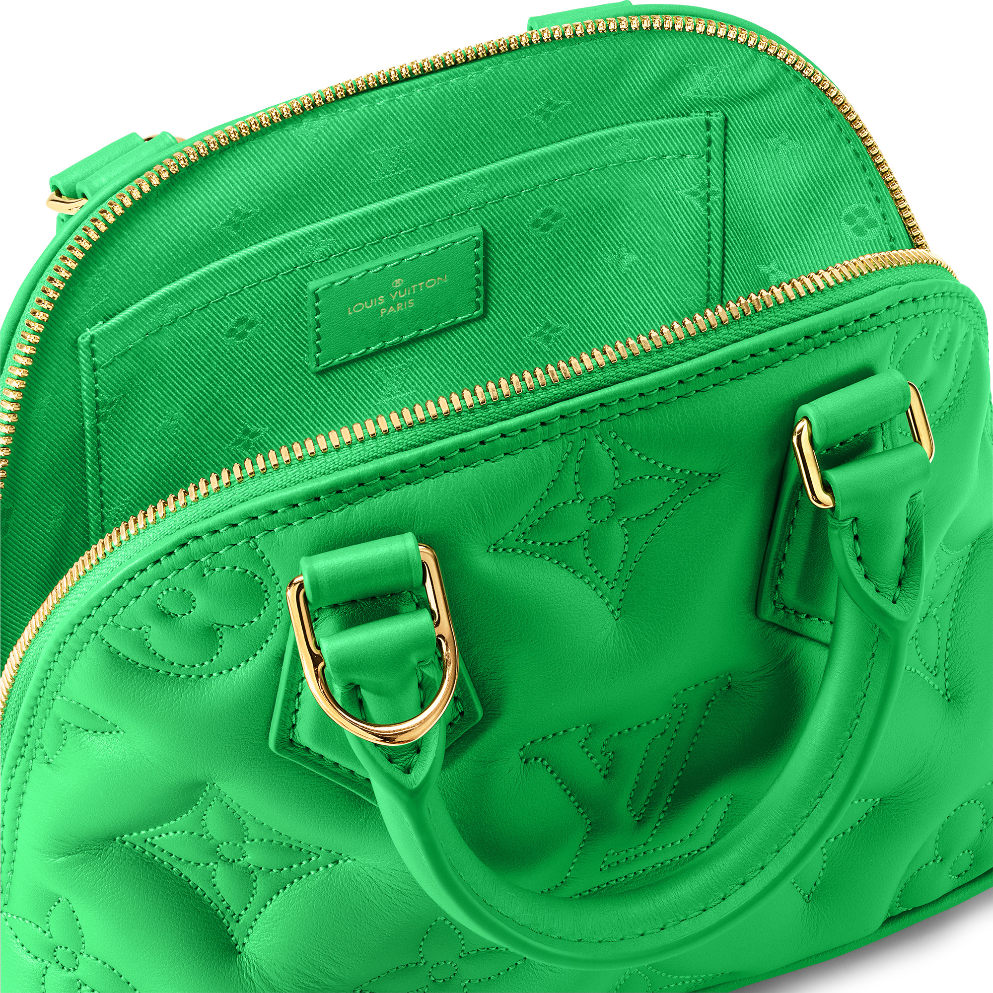 Louis Vuitton Alma Bb Bubblegram Quilted Leather Satchel Crossbody Bag Green