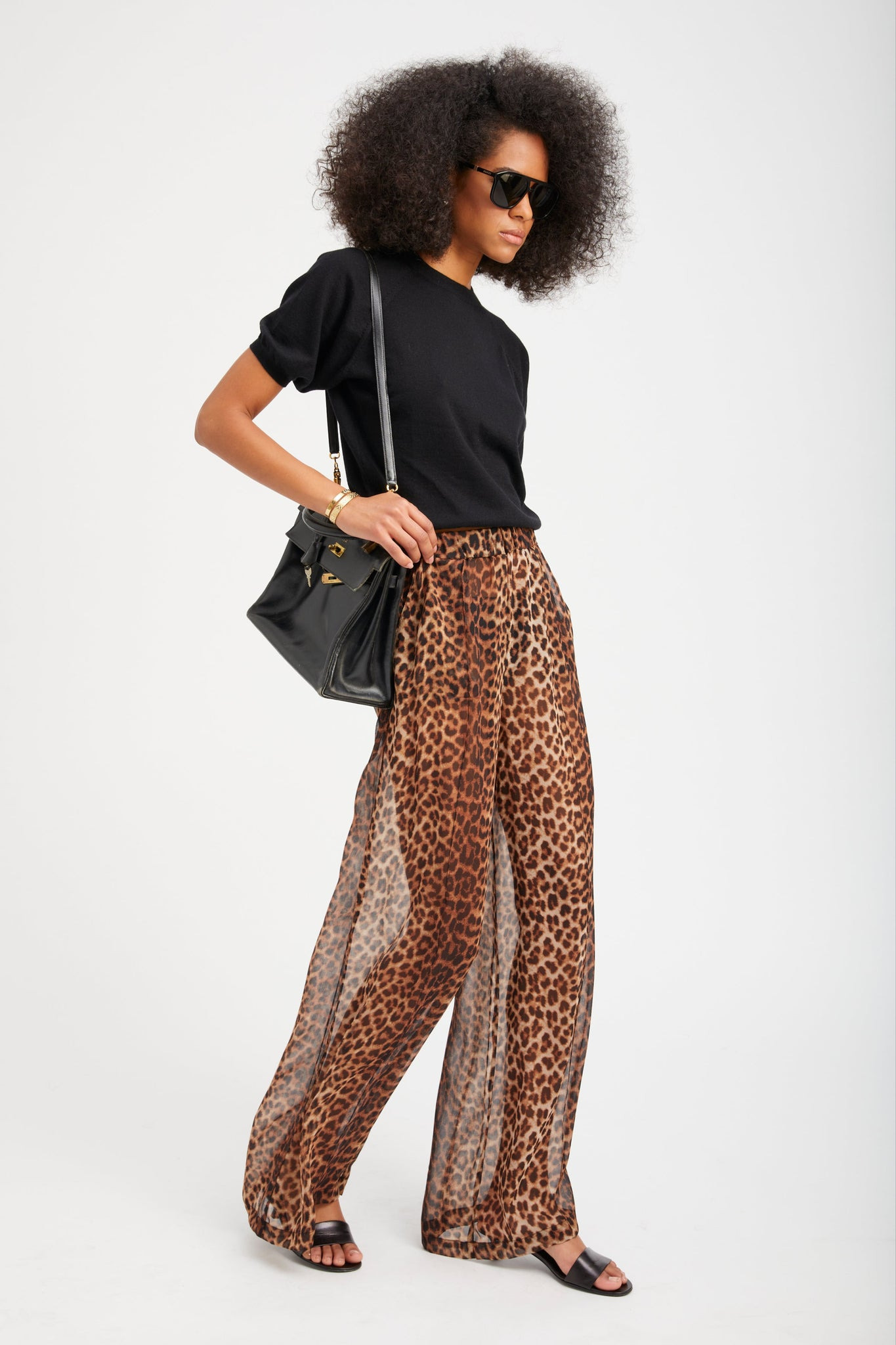 JAGUAR SILK WIDE LEG PINTUCK TROUSERS - 4
