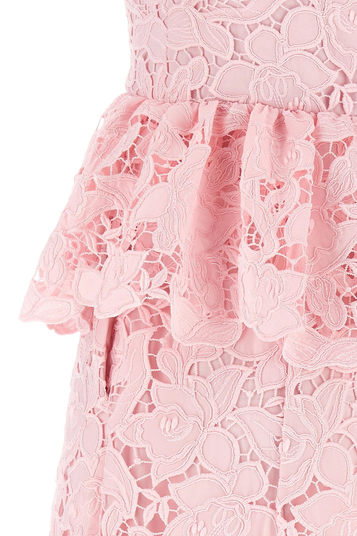 'Pink Lace Peplum Midi' dress - 4