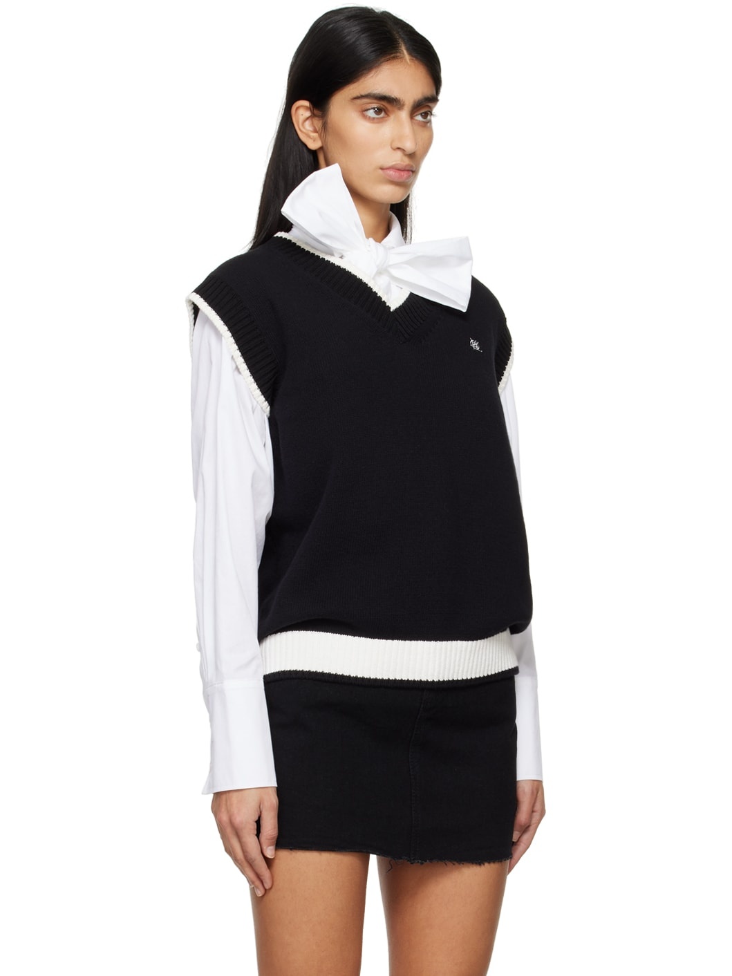 Black V-Neck Vest - 2