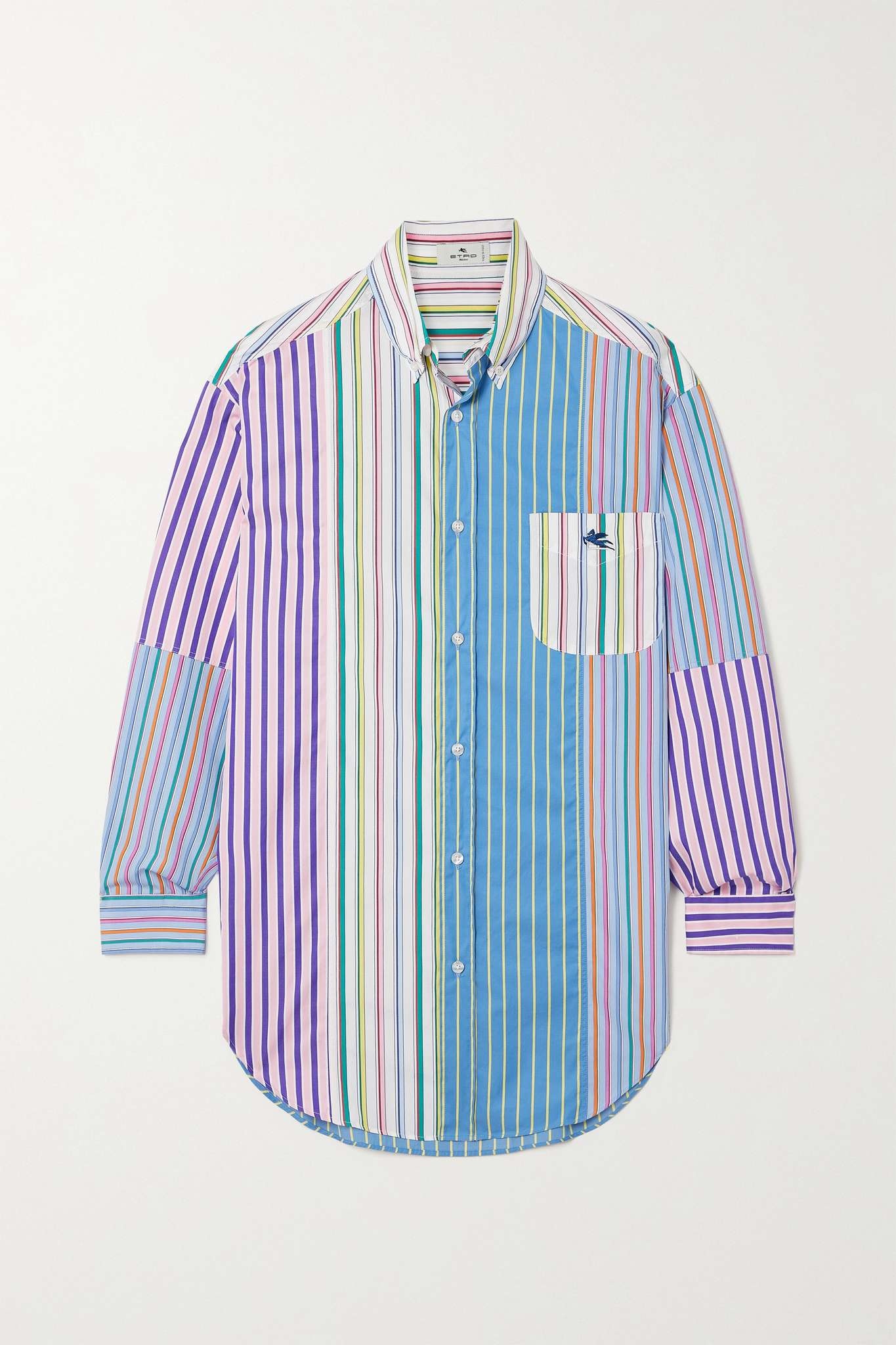 Paneled striped cotton shirt - 1