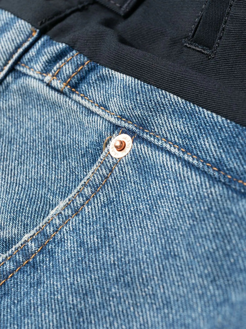dual material denim trousers - 6