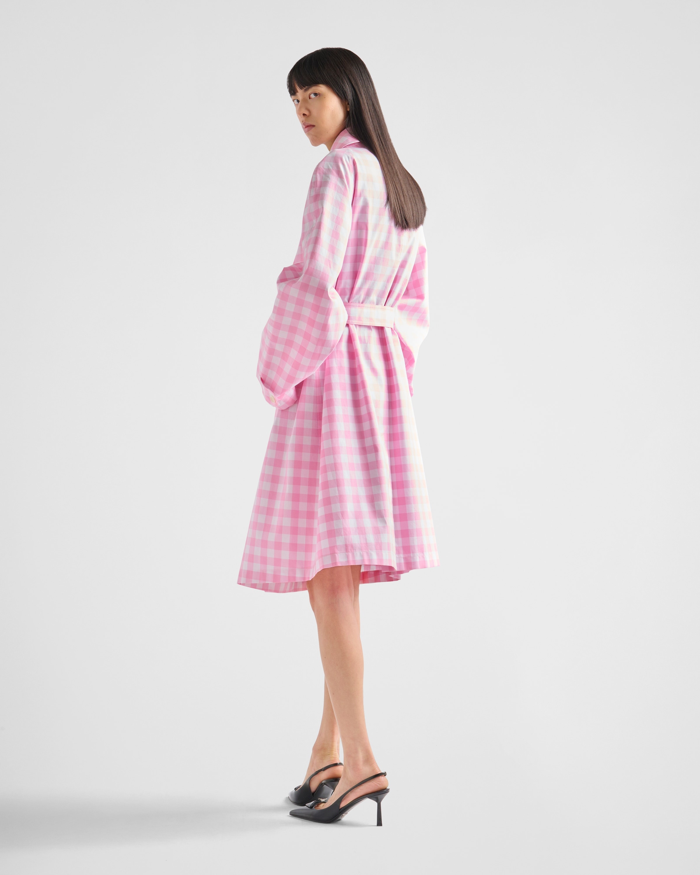 Single-breasted gingham check coat - 5