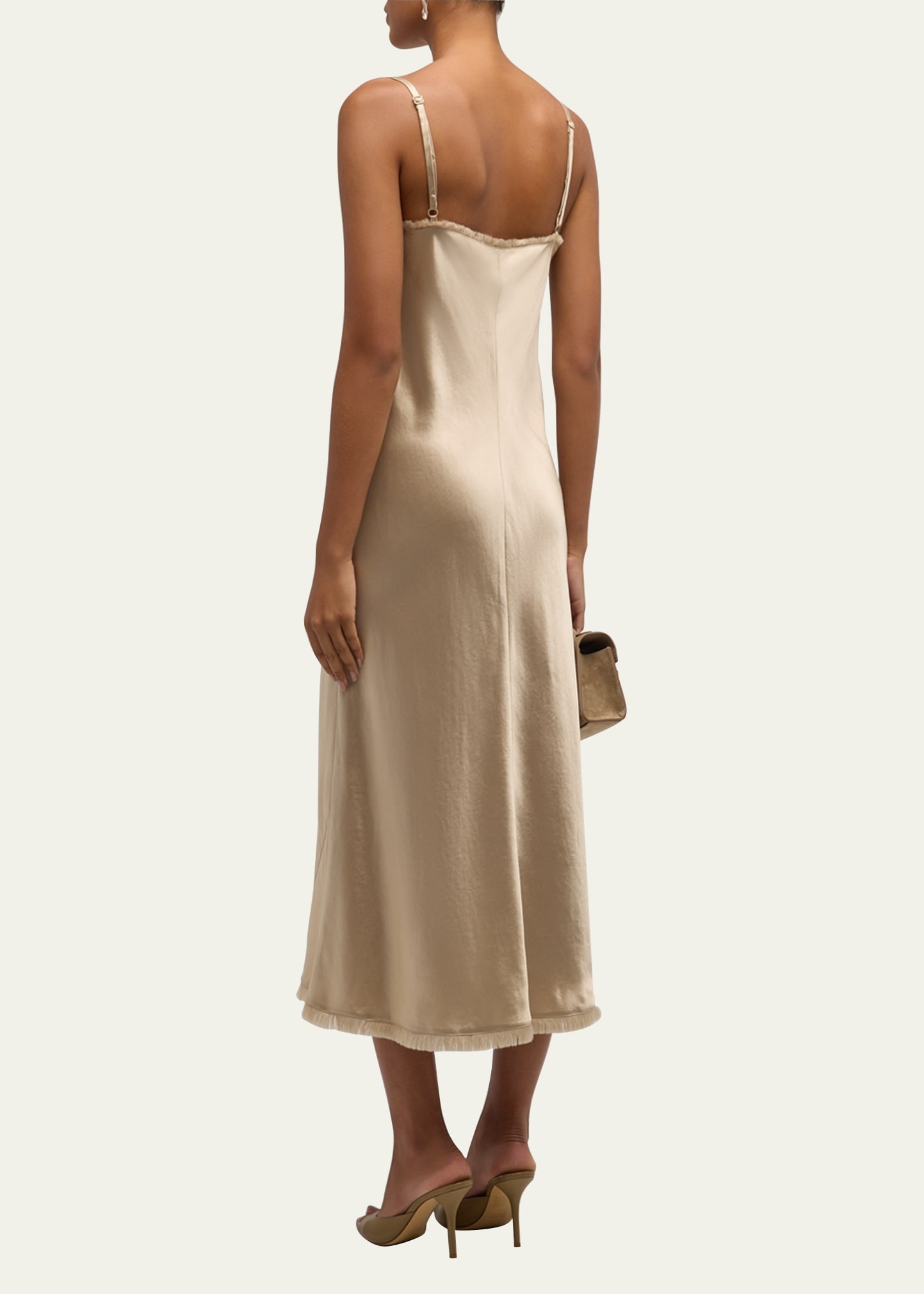 Frayed-Edge Bias Cami Midi Dress - 3