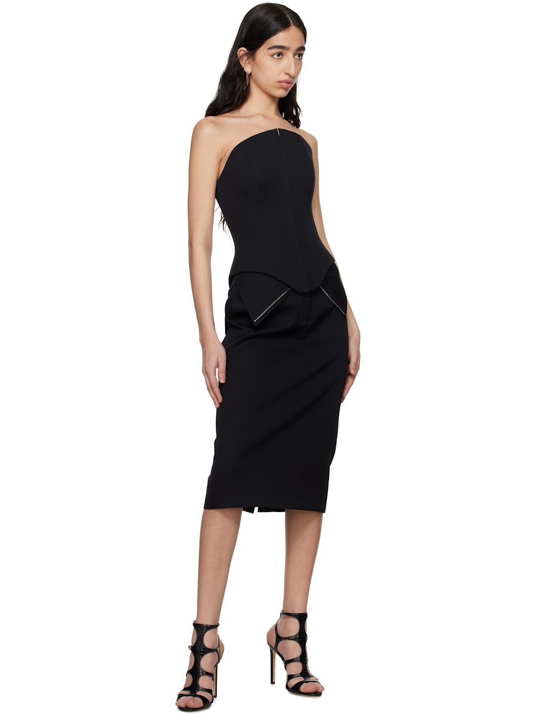 Black Split Hem Midi Skirt - 4