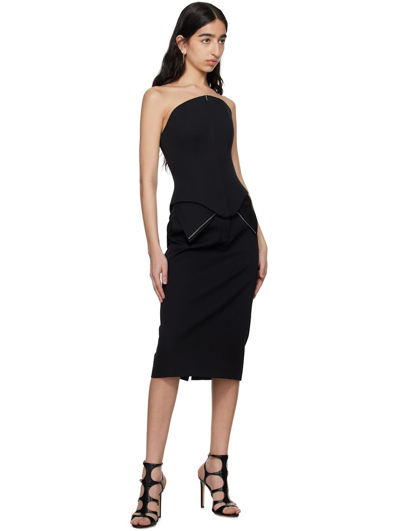 Alexander McQueen Black Split Hem Midi Skirt outlook