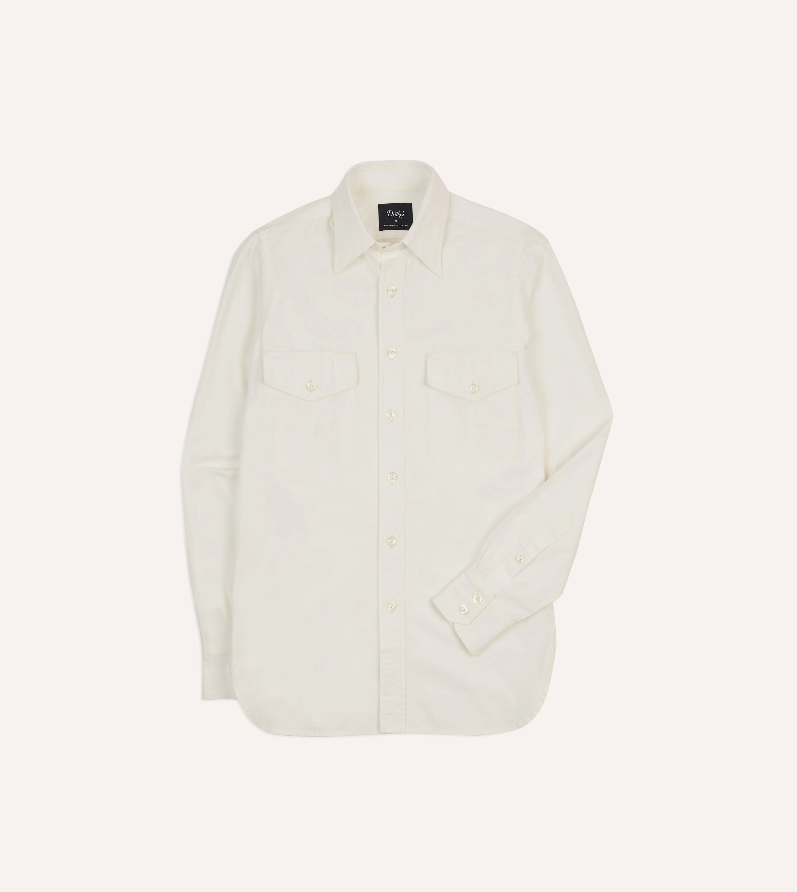 White Cotton Two-Pocket Work Shirt - 1