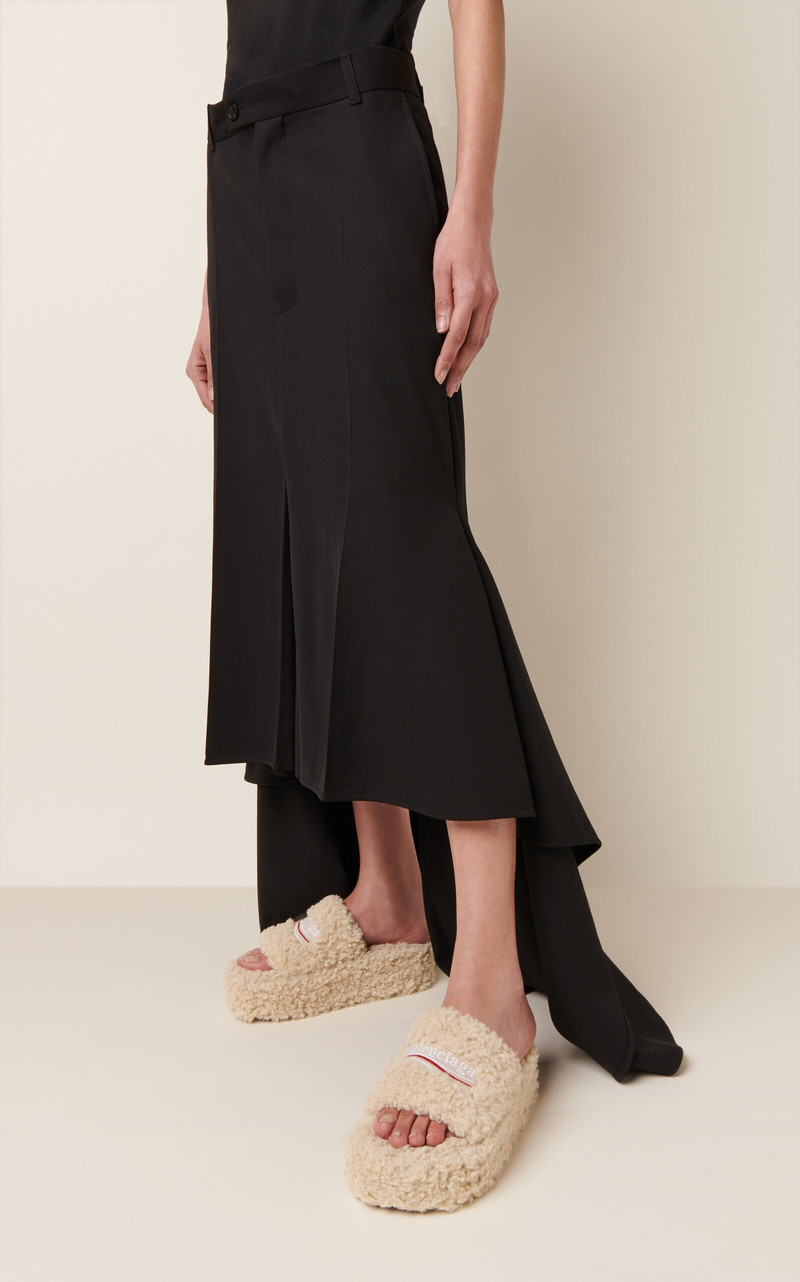 BALENCIAGA Faux Shearling Platform Slide Sandals neutral outlook