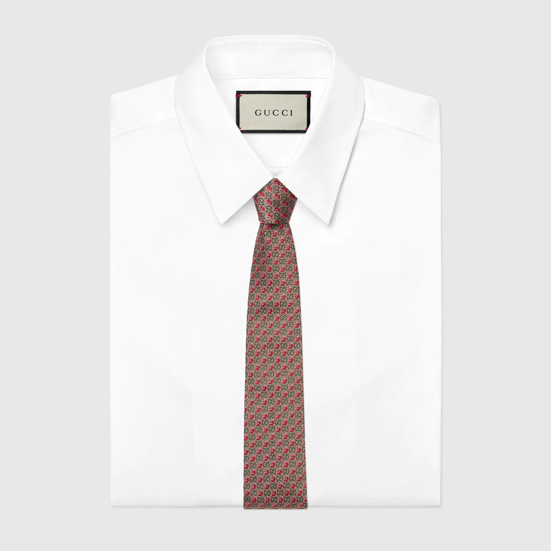 GUCCI Flowers and GG silk jacquard tie outlook