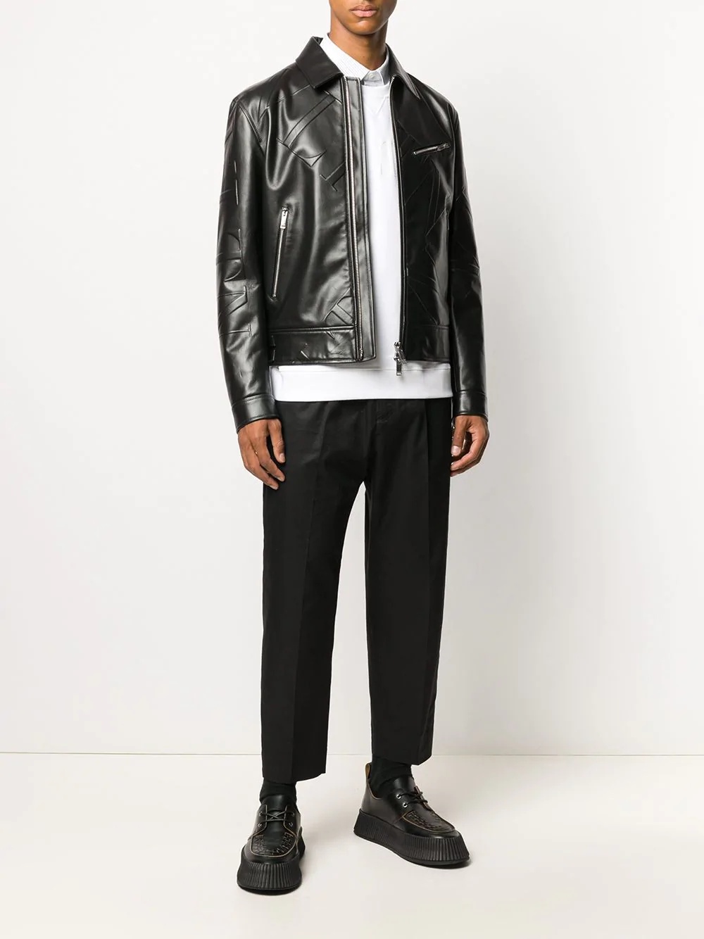 VLTN-logo leather jacket - 2