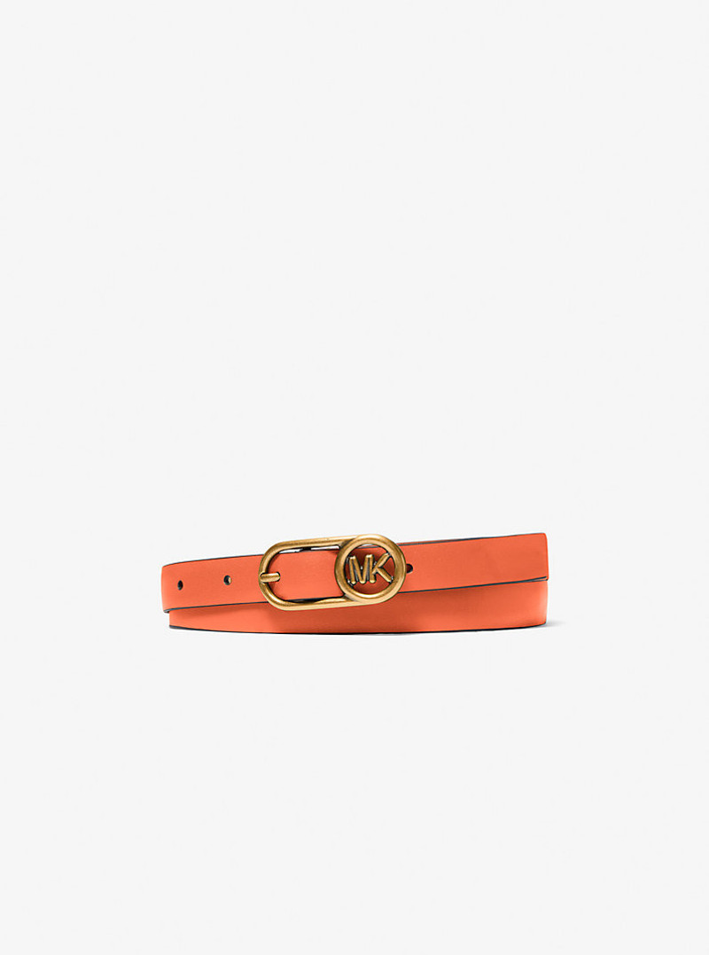 Logo Buckle Leather Belt 1
