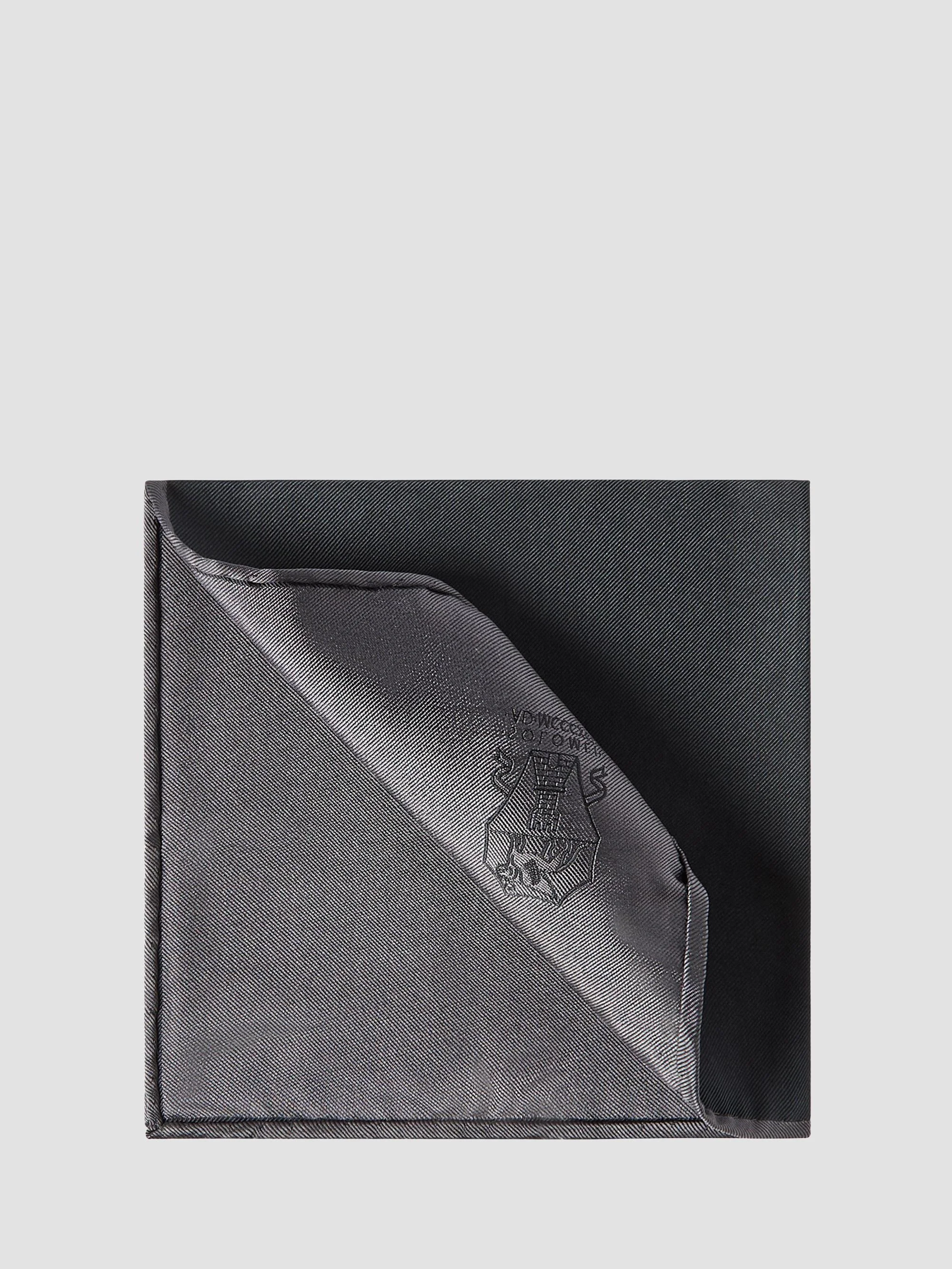 Men's Silk Pocket Square with Printed Logo - Anthracite - 1