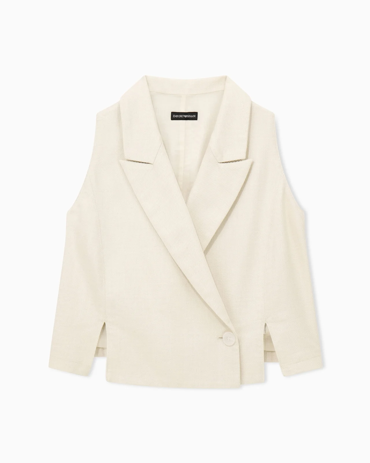 WAISTCOAT IN COTTON AND VISCOSE LUREX DRILL WITH LAPELS - 1