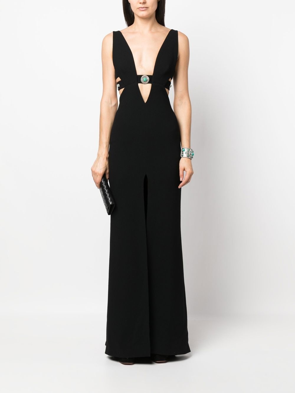 cut-out detail wool dress - 2