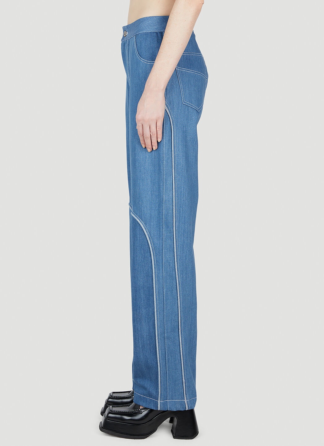 Contrast Piping Jeans - 3