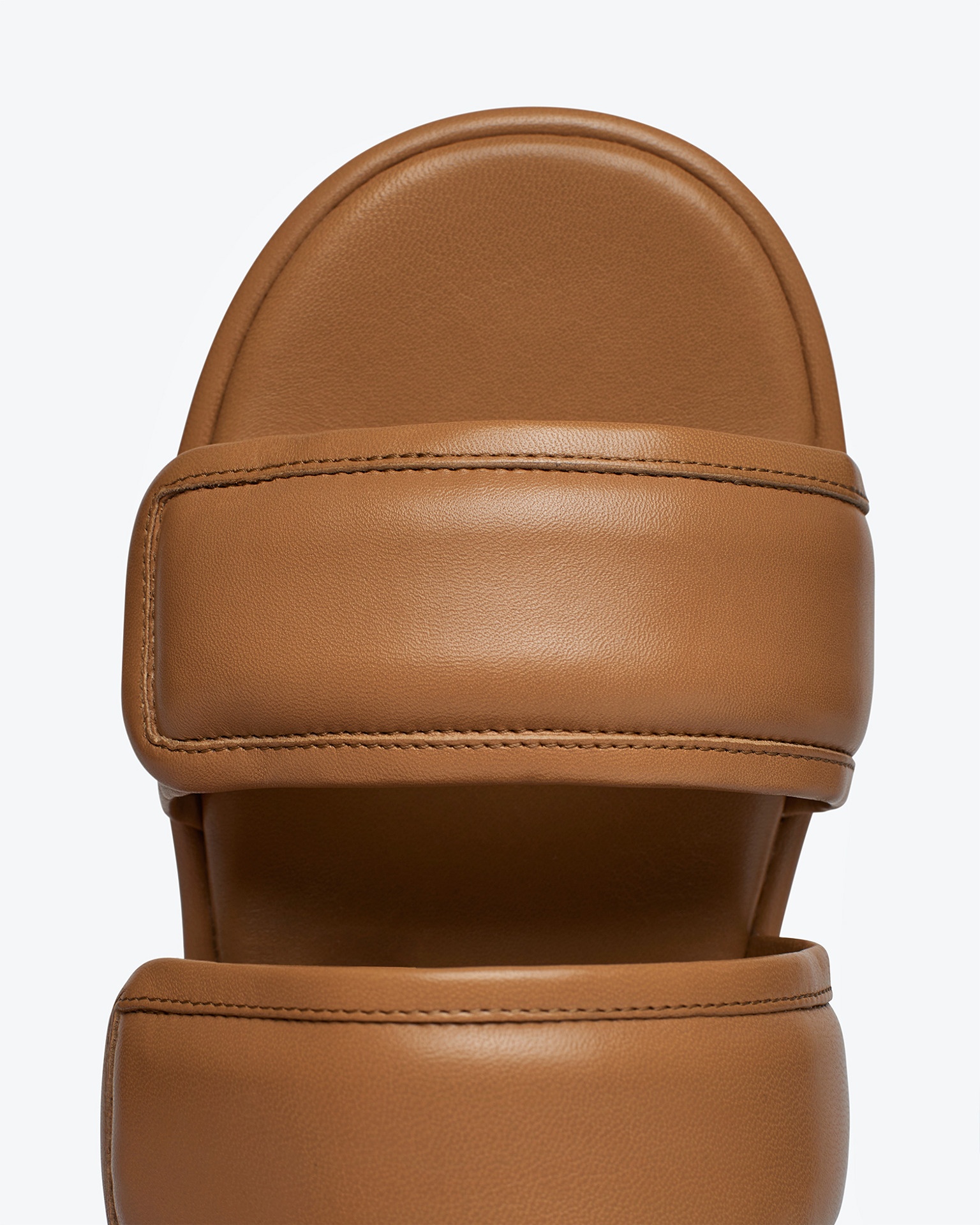 TARRUS - Rounded toe padded flat sandals with velcro straps - Nut brown - 5