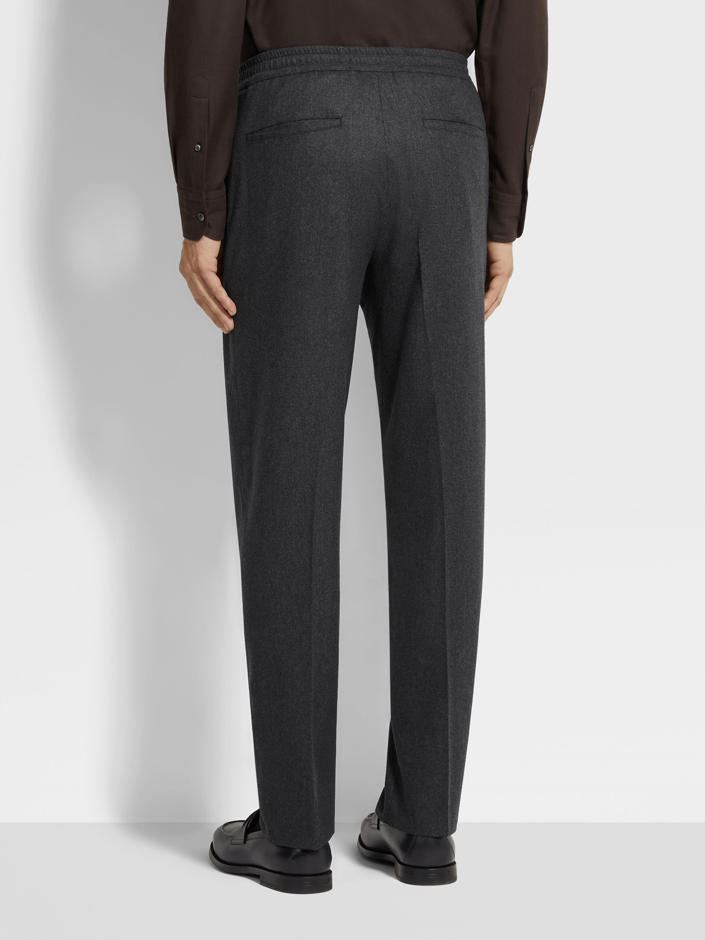 DARK GREY 15MILMIL15 WOOL SILK AND CASHMERE PANTS - 6