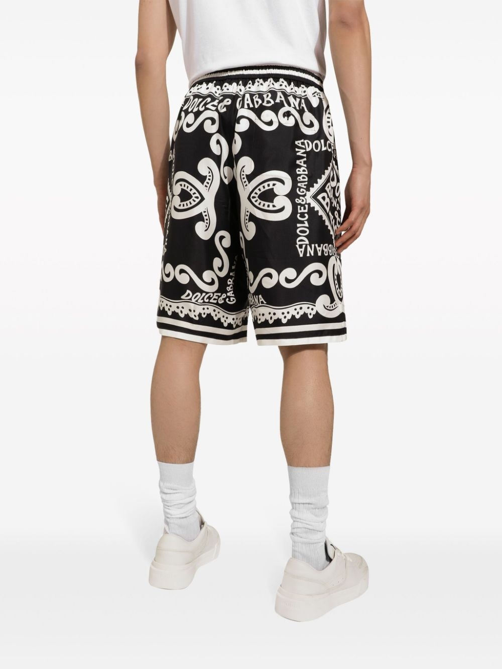logo-print silk shorts - 5