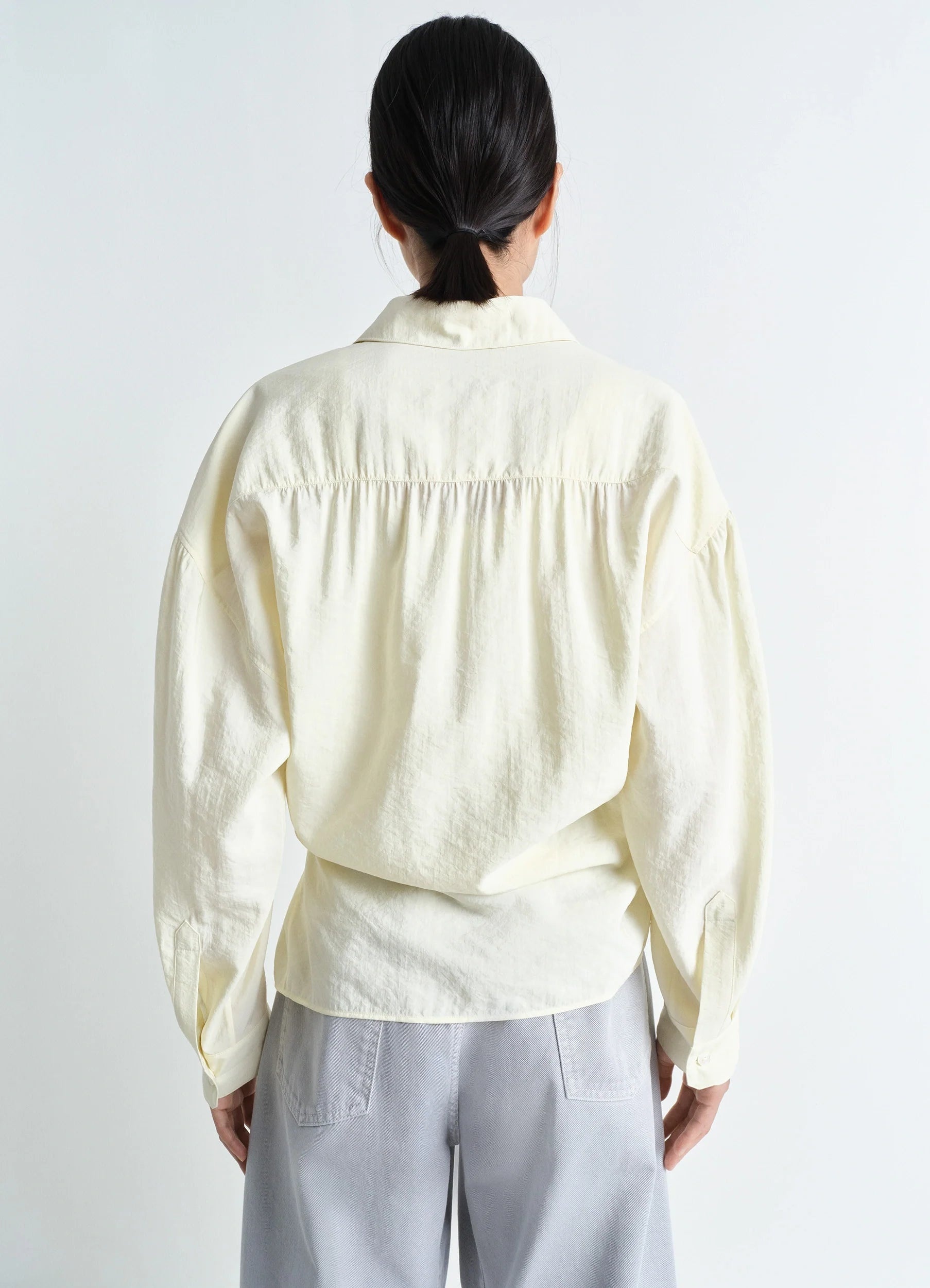 STRAIGHT COLLAR TWISTED SHIRT - 3