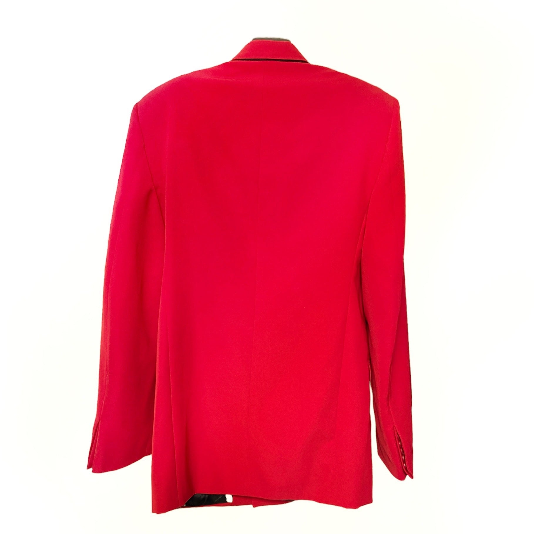 Balenciaga Bwnt ss19 runway set red 80s boxy shoulder blazer pants suit set 44 - 9