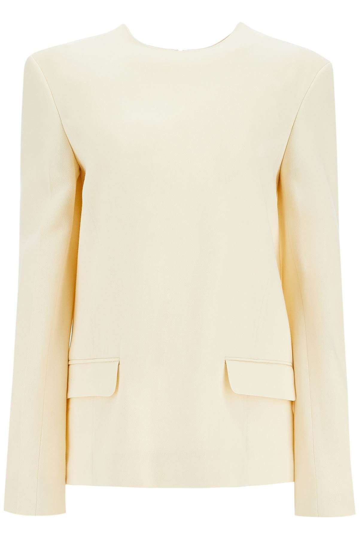 SS25【TOTEME】Beige Long Sleeve Top with applied pockets Totême BEIGE LONG SLEEVE TOP WITH APPLIED POCKETS IN VISCOSE