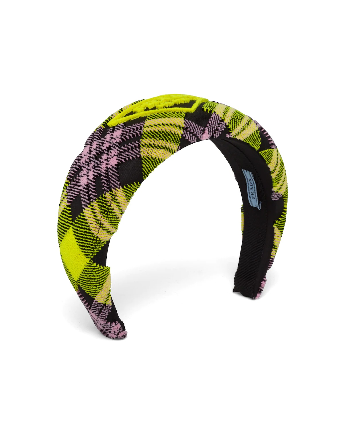 Embroidered plaid velvet headband - 1