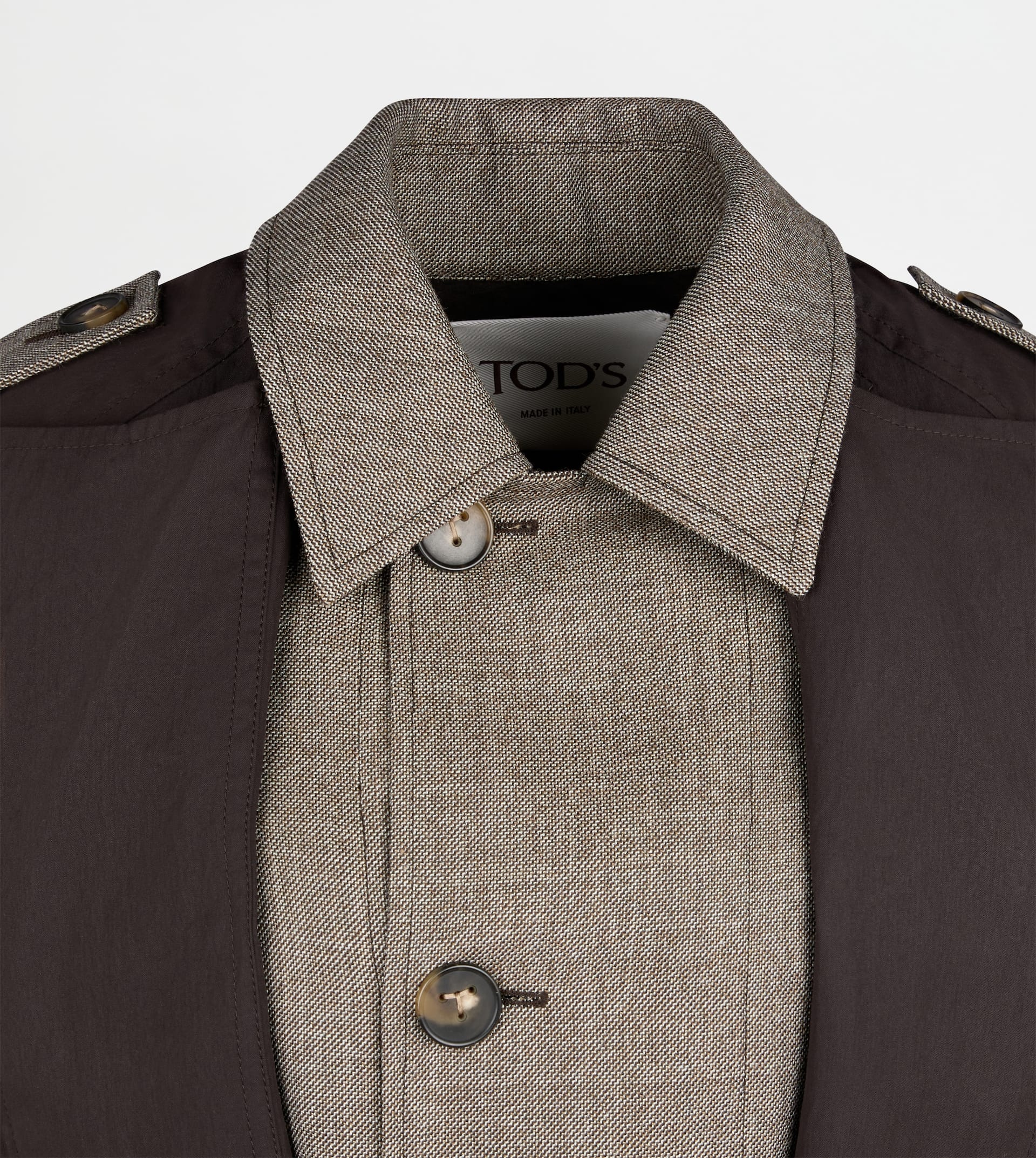 2-IN-1 TRENCH COAT IN TECHNICAL COTTON AND WOOL - BROWN - 8