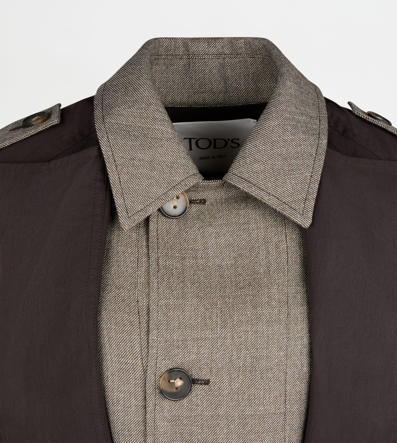 2-IN-1 TRENCH COAT IN TECHNICAL COTTON AND WOOL - BROWN 8