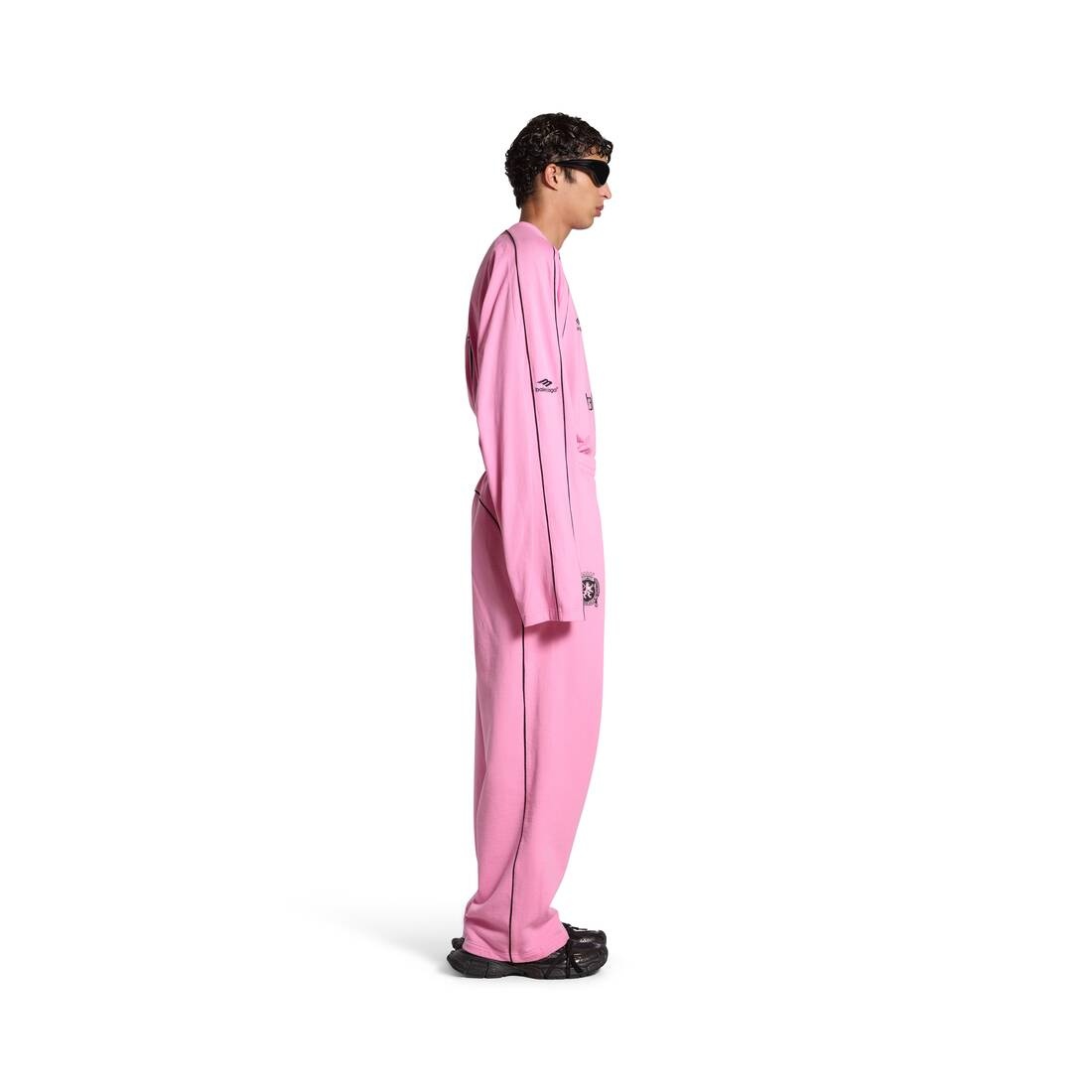 Men's Soccer Baggy Sweatpants in Pink/black - 3