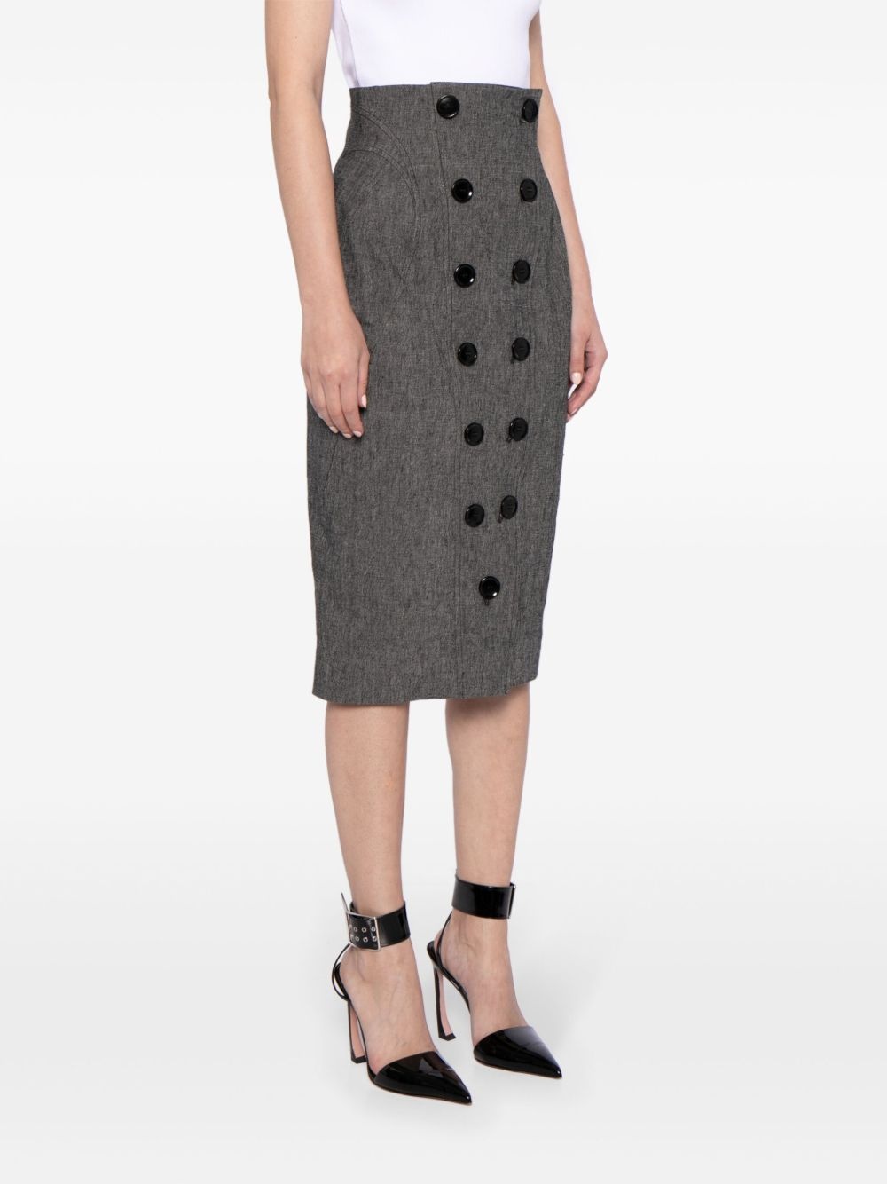 buttoned pencil skirt - 3